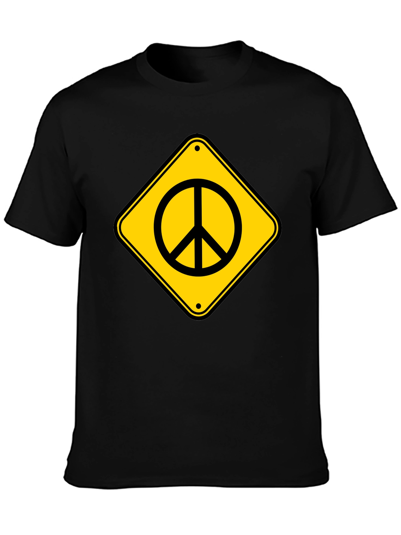 Peace Sign Road Sign Black T-Shirt