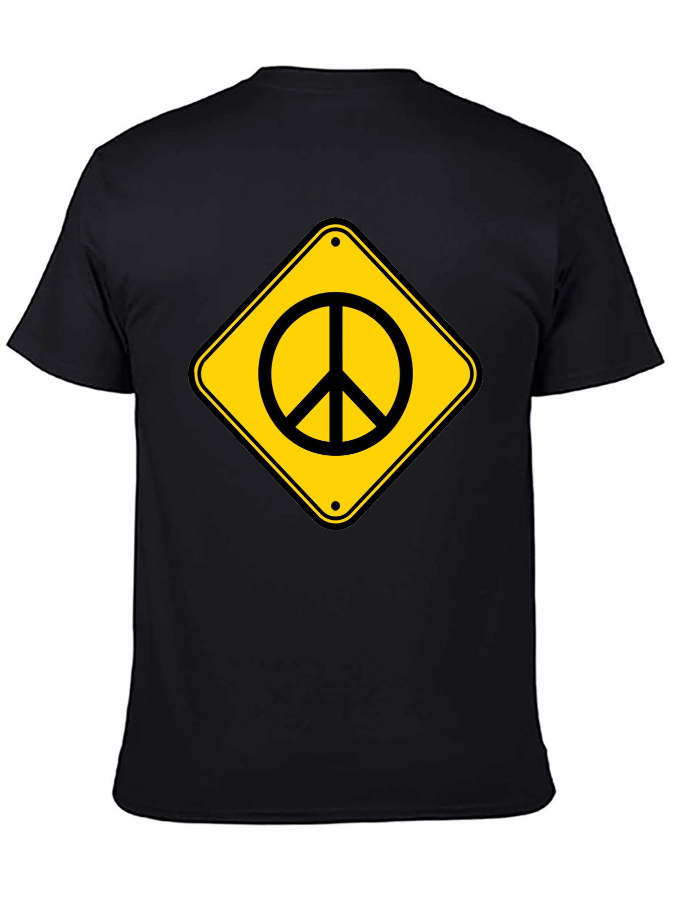 Peace Sign Road Sign Black T-Shirt