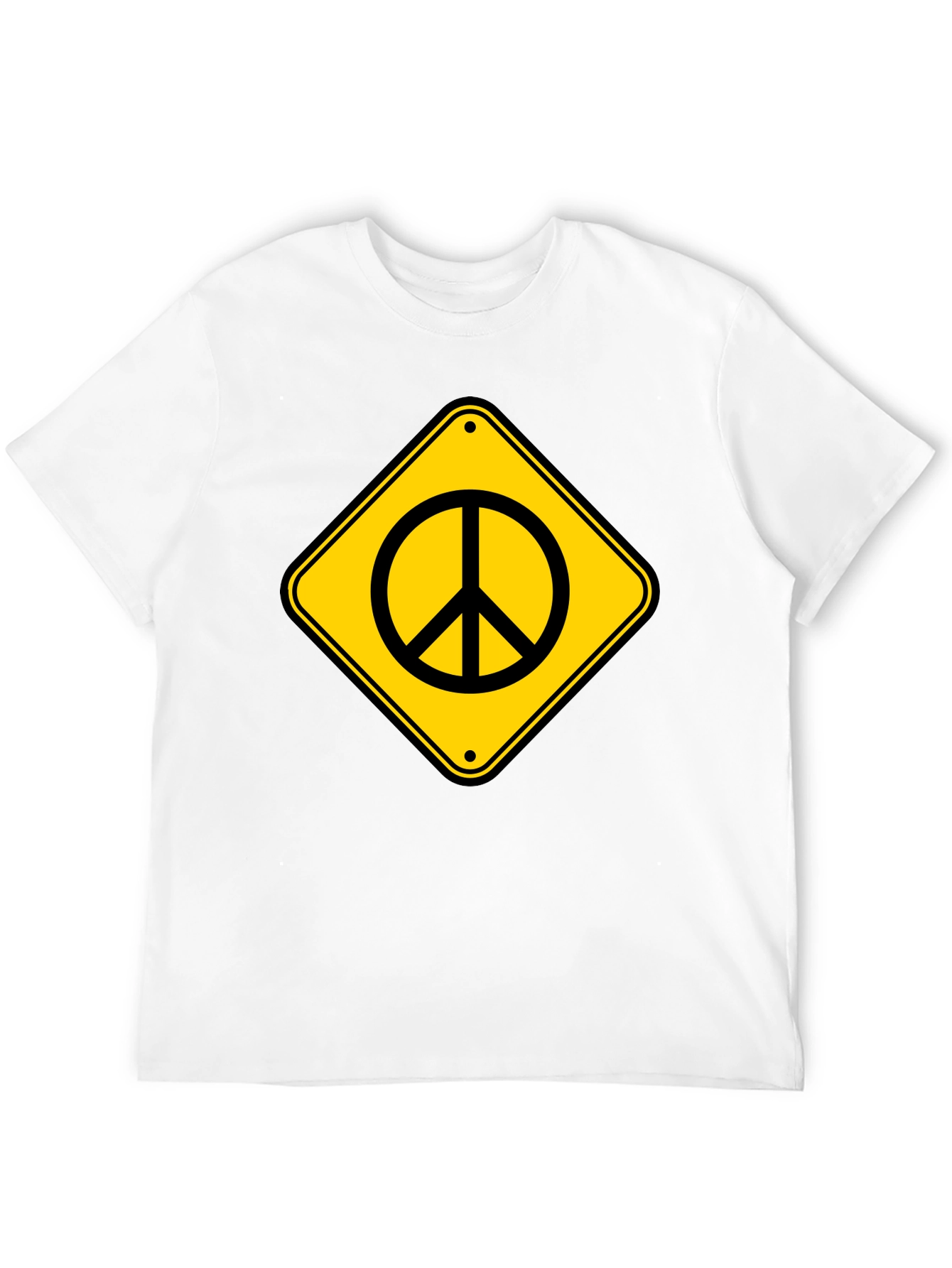 Peace Sign Road Sign Black T-Shirt