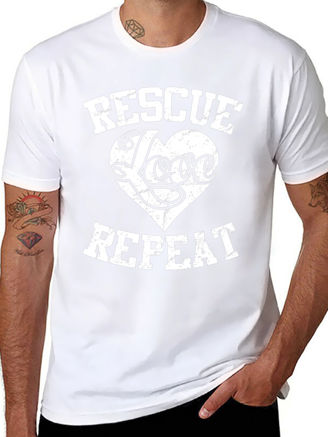 Rescue Love Repeat Graphic Tee - Soft Cotton Blend