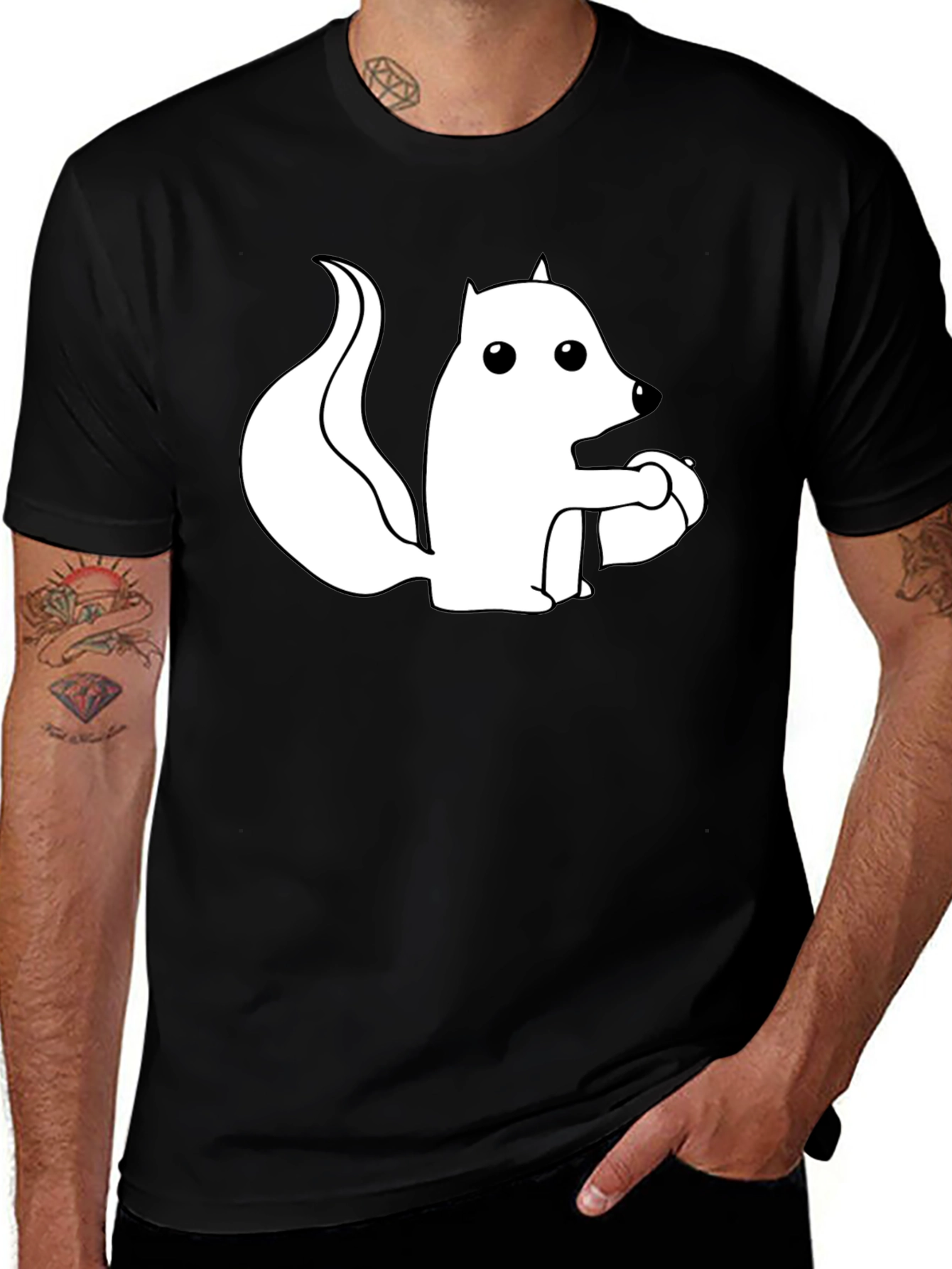 Squirrel Graphic Tee - Black Cotton Blend