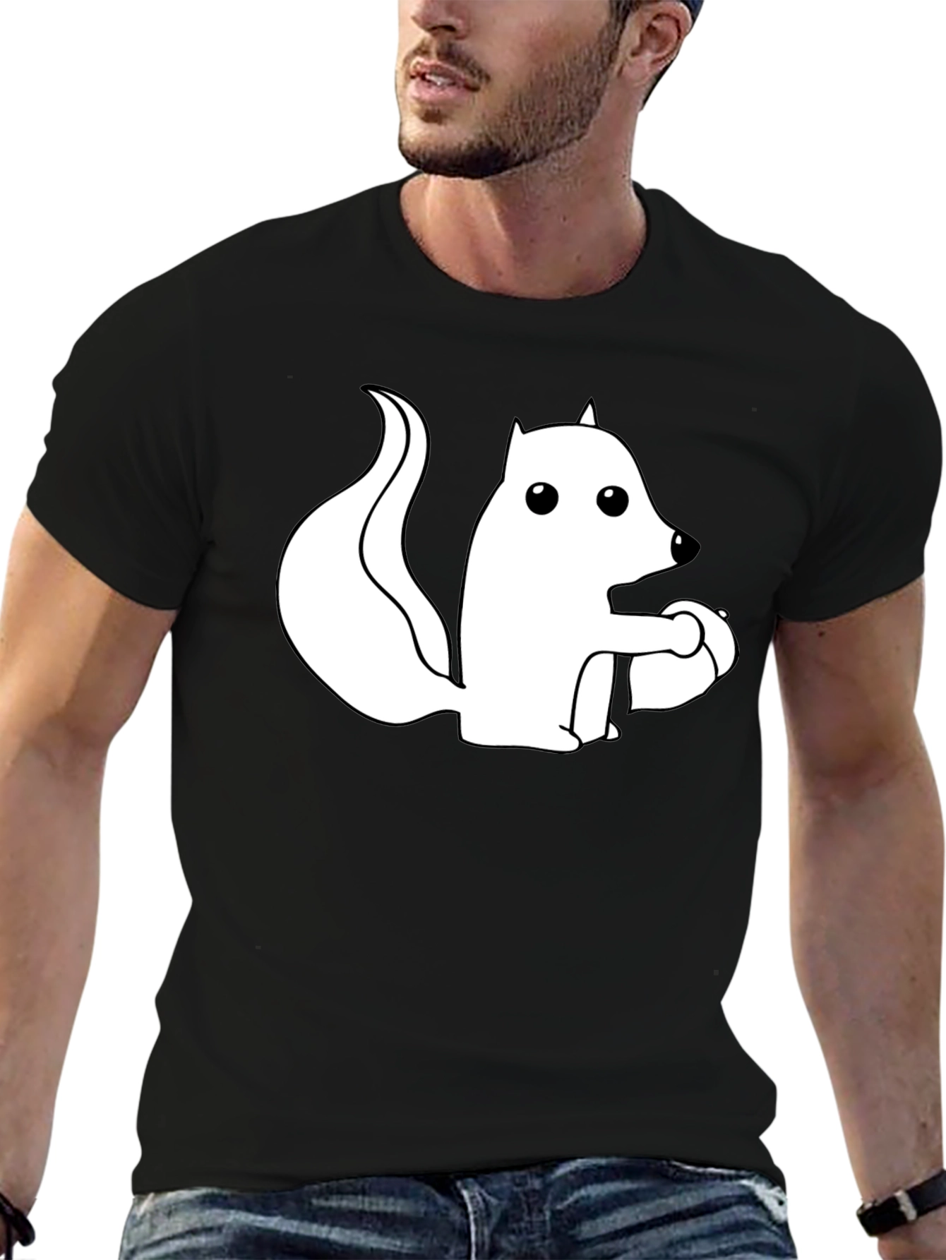 Squirrel Graphic Tee - Black Cotton Blend