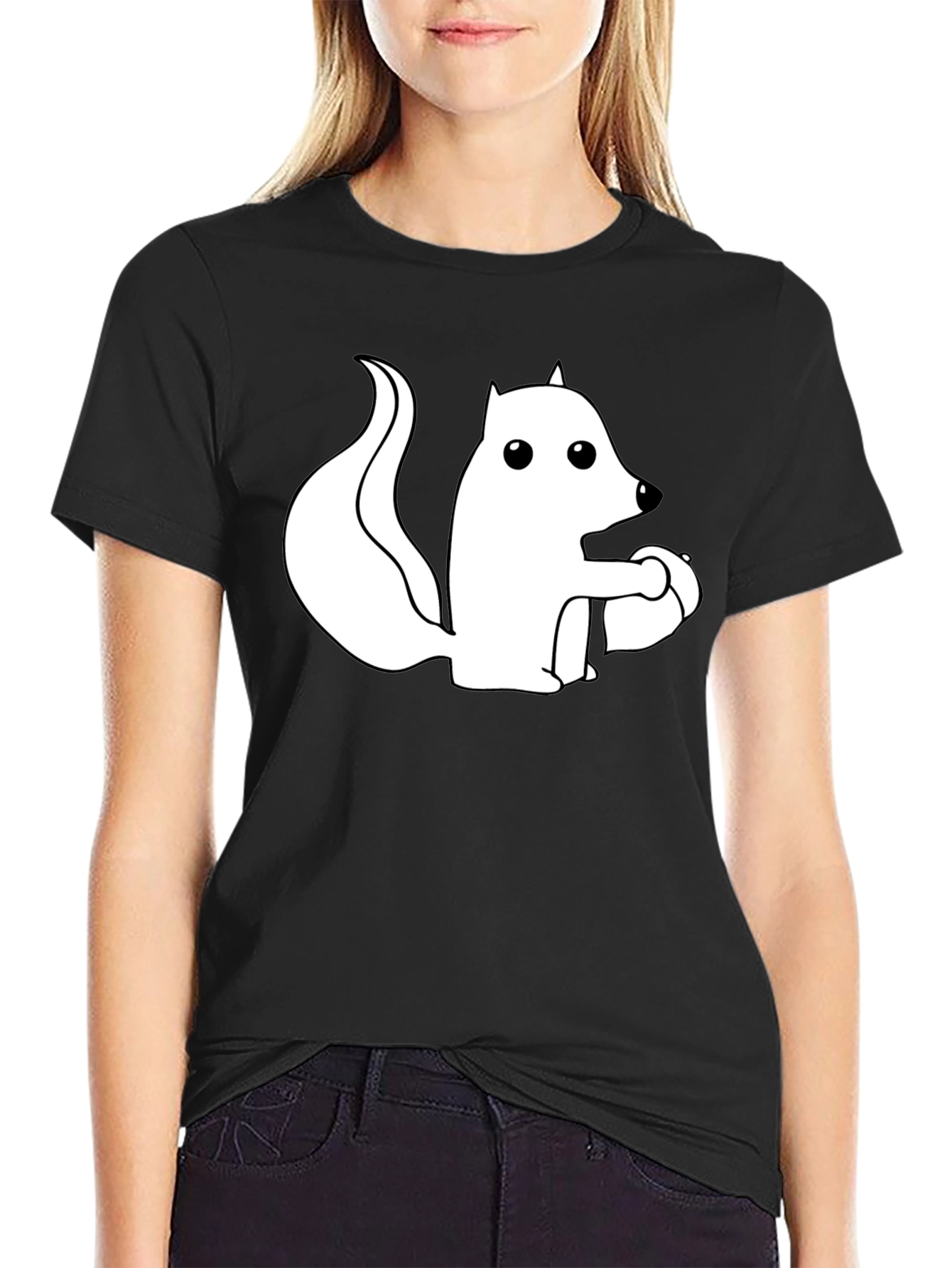 Squirrel Graphic Tee - Black Cotton Blend
