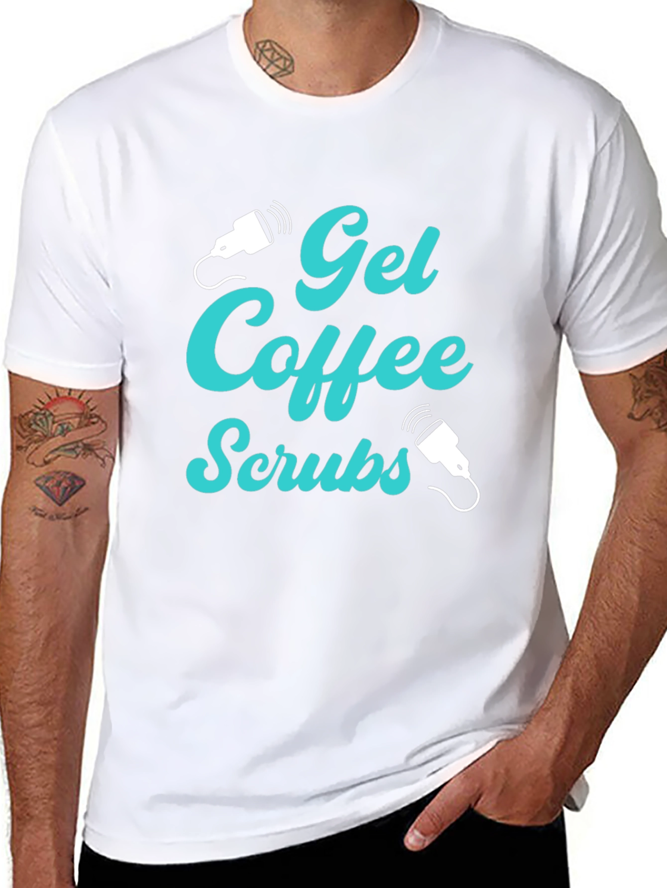 Gel Coffee Scrubs Black Graphic T-Shirt