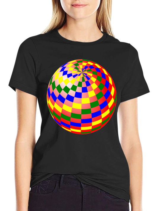 Colorful Sphere Design Black T-Shirt