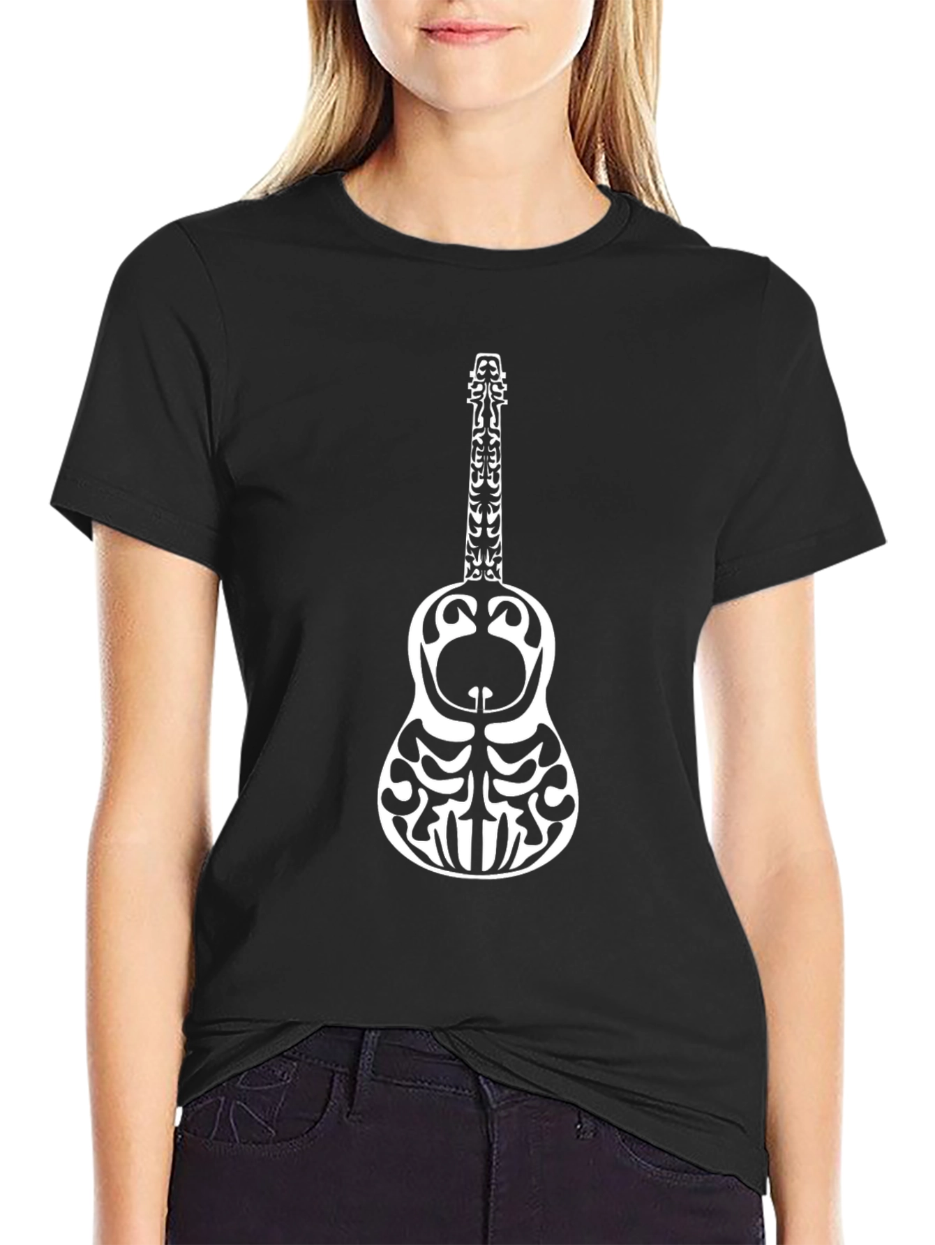 Tribal Guitar Graphic Tee - Stylish Music Lover Shirt