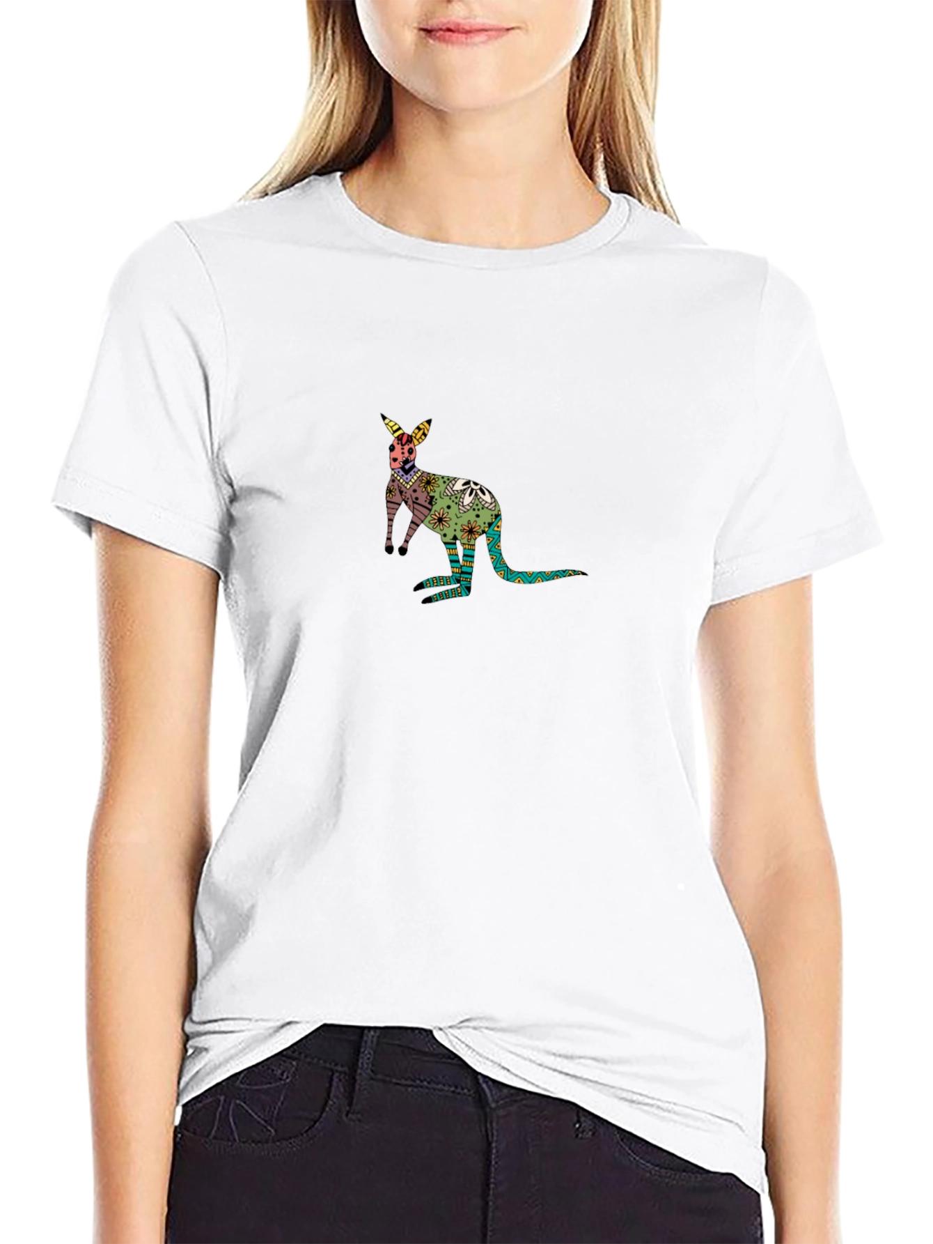Kangaroo Graphic Black T-Shirt: Unique Design