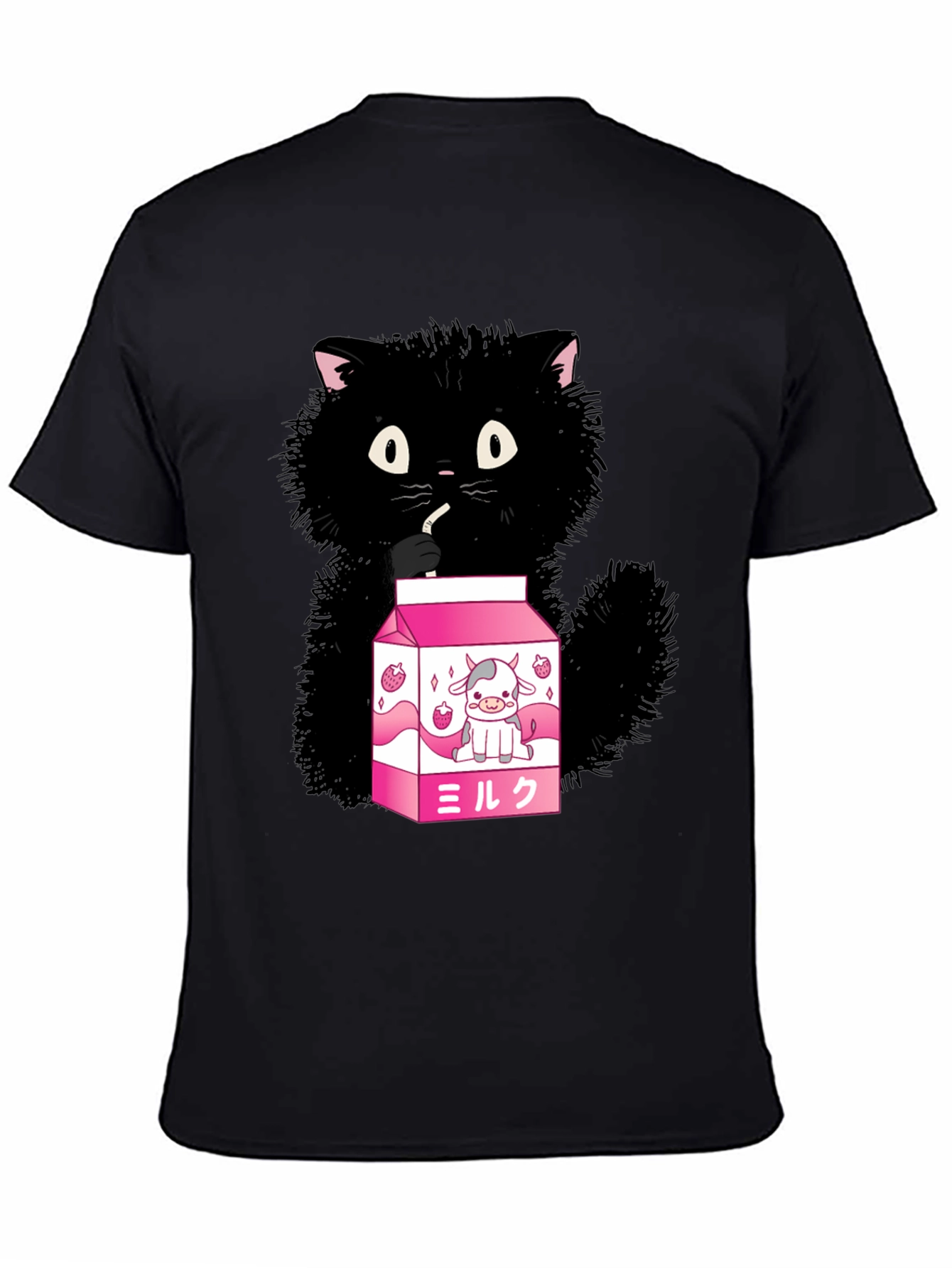 Cute Cat Drinking Milk T-Shirt - Kawaii Style