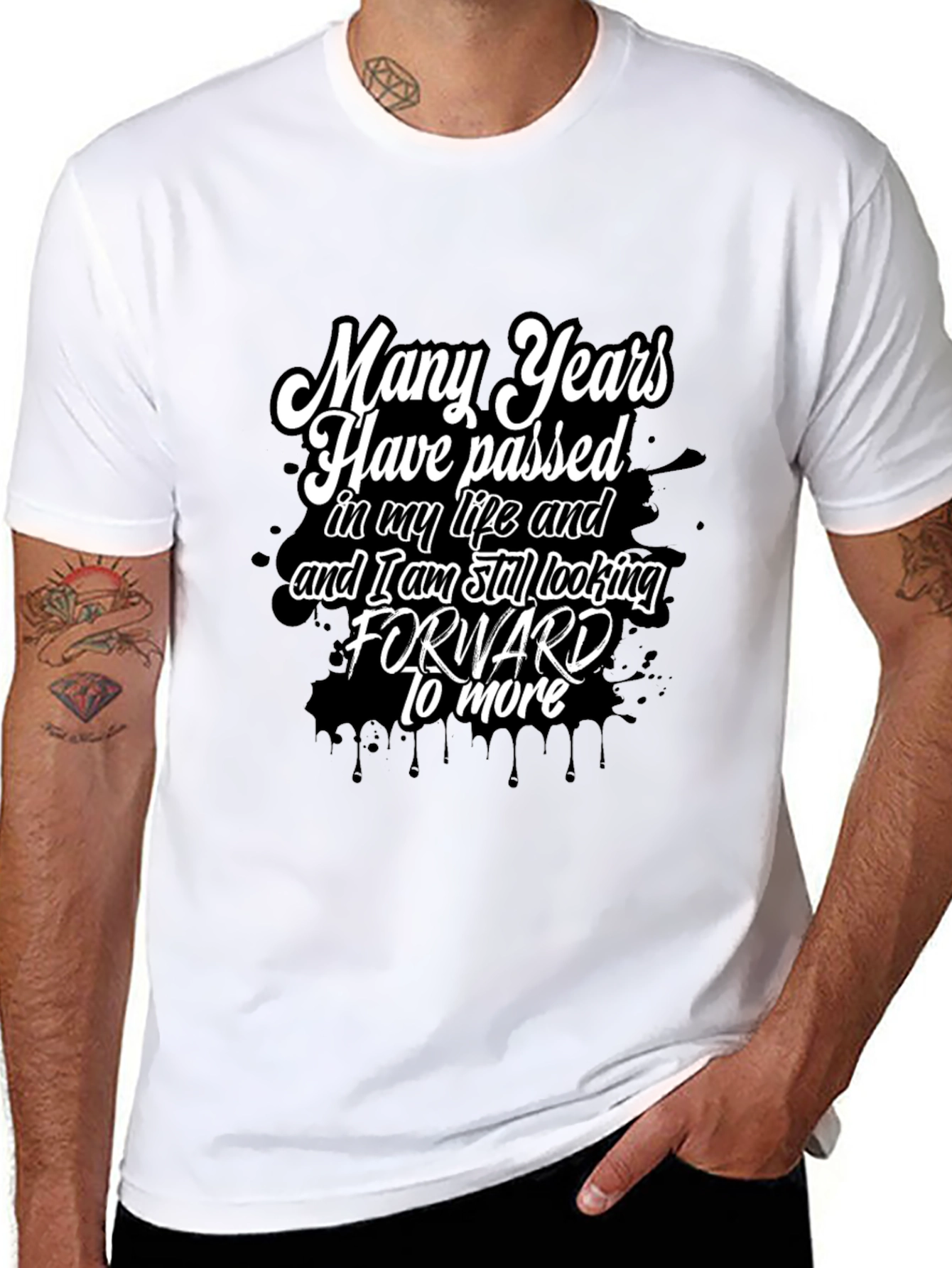 Motivational Black T-Shirt - Many Years Passed Design