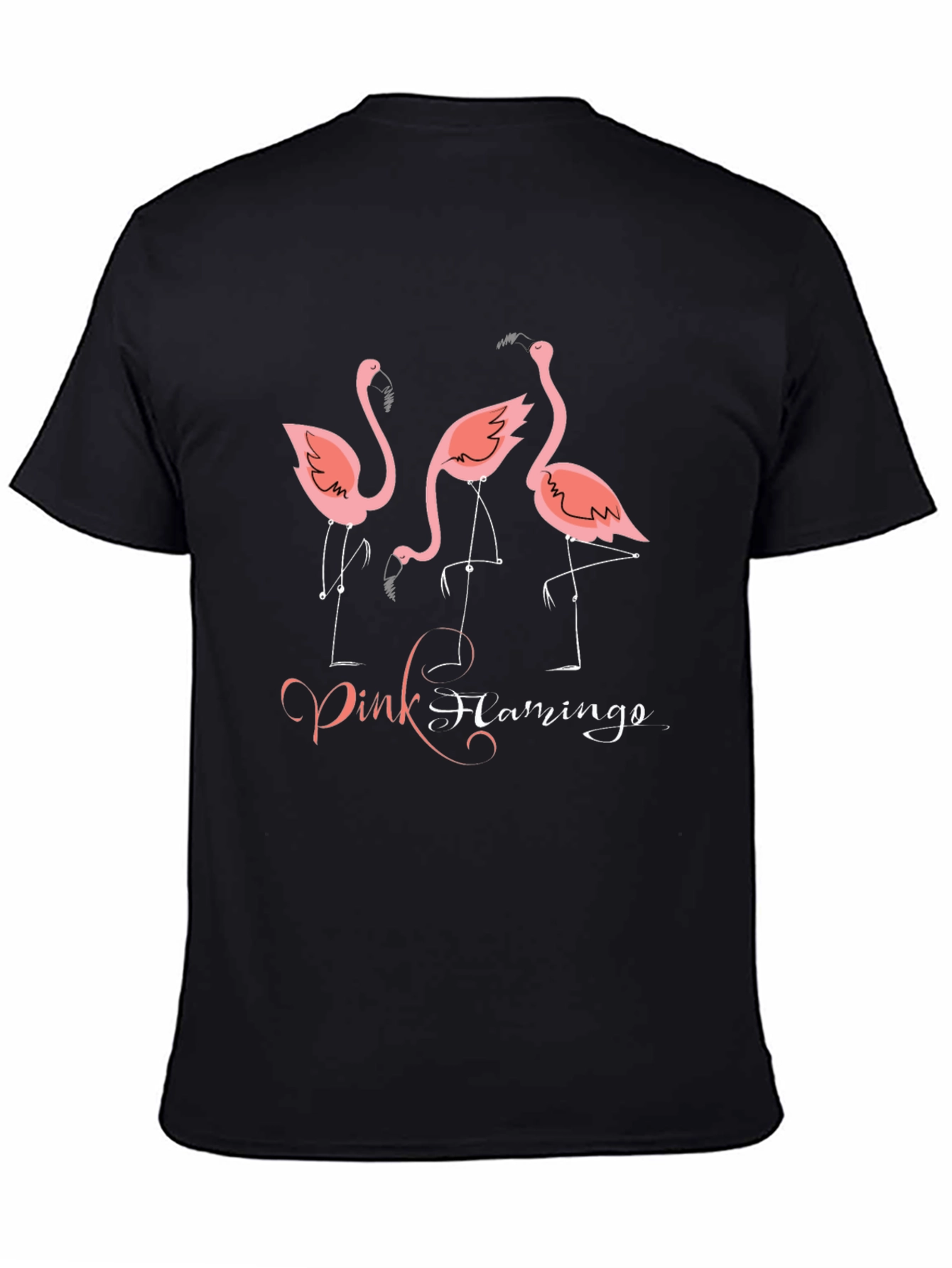 Pink Flamingo Graphic Tee - Black Cotton T-Shirt
