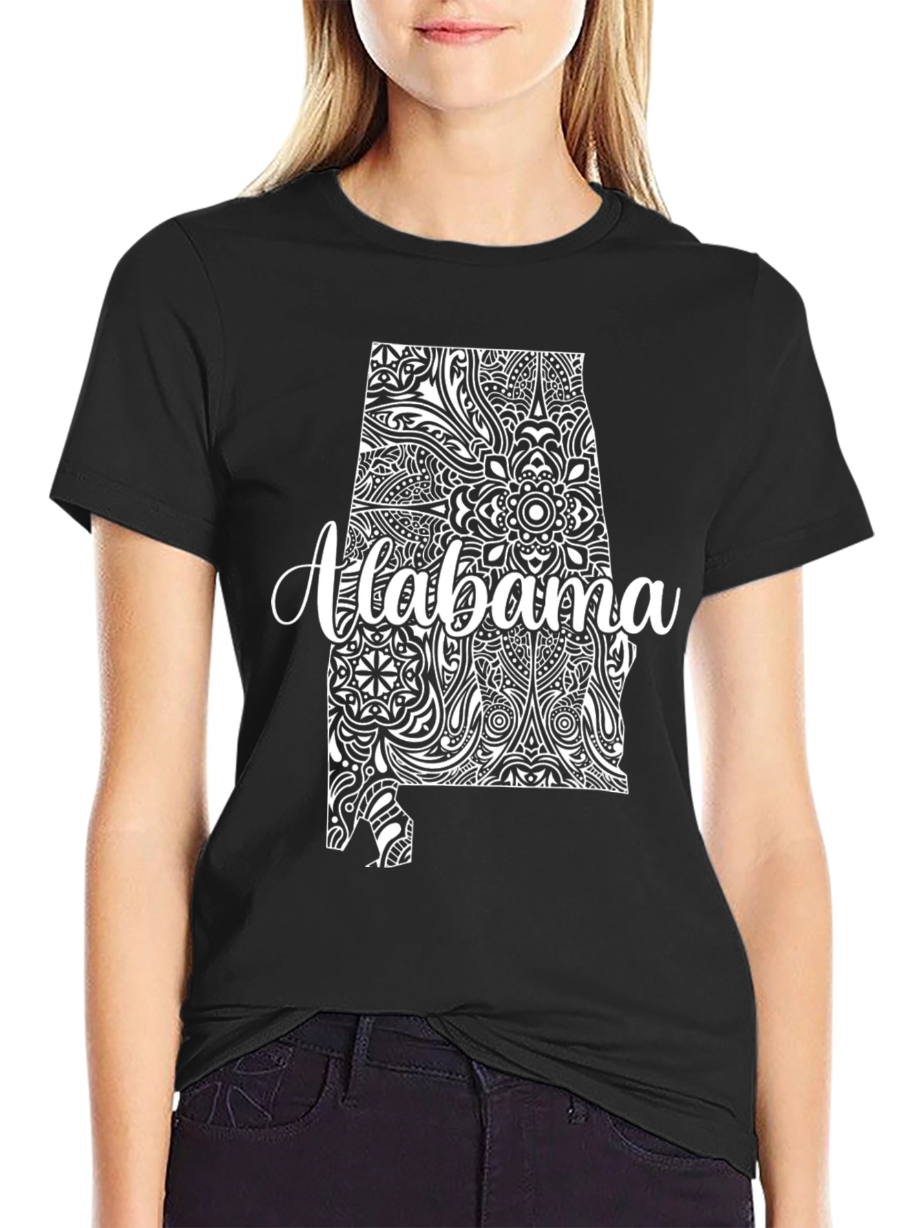 Alabama State Art T-Shirt - Black Graphic Tee