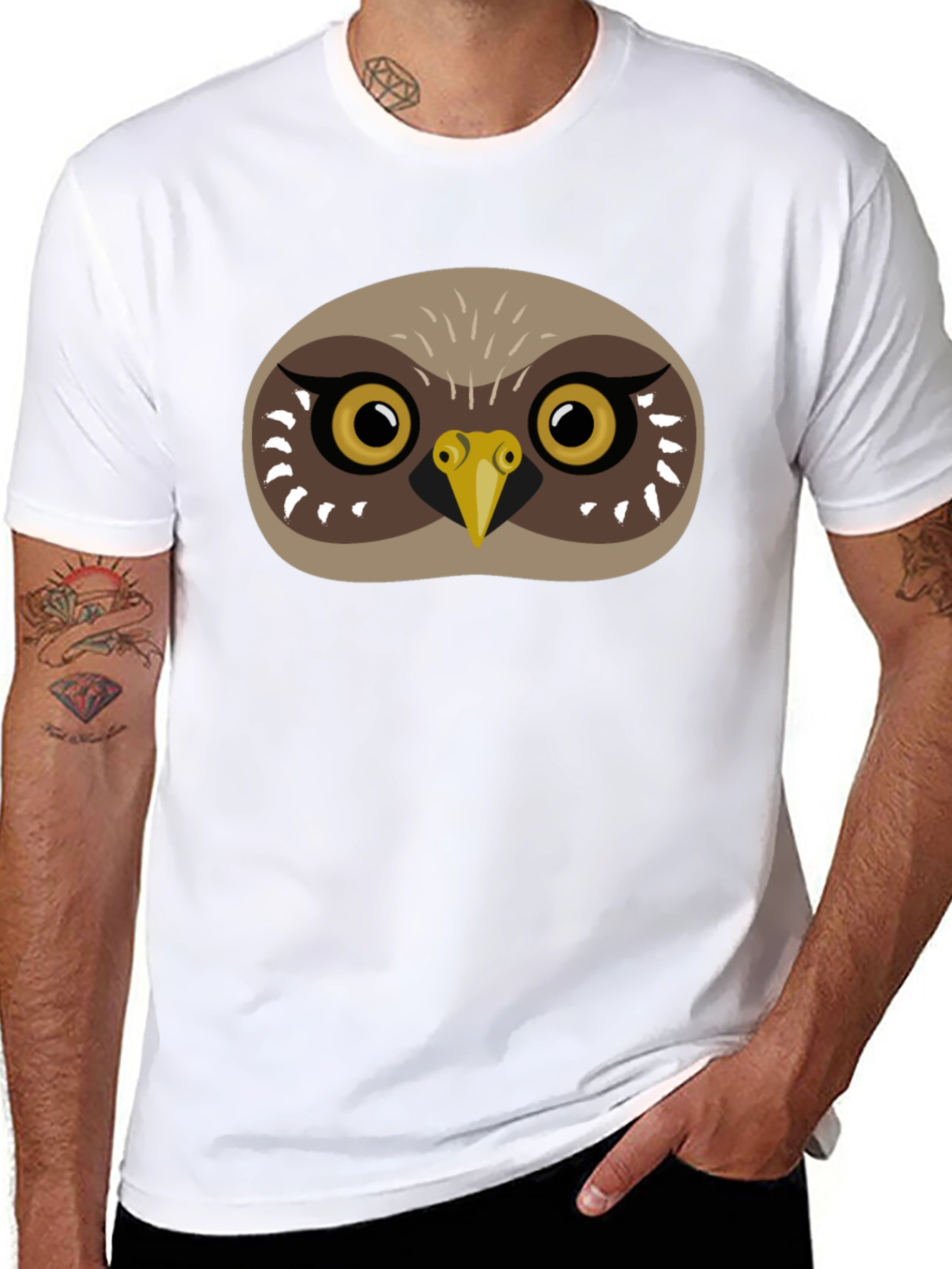 Owl Face Graphic Tee - Mens Black T-Shirt