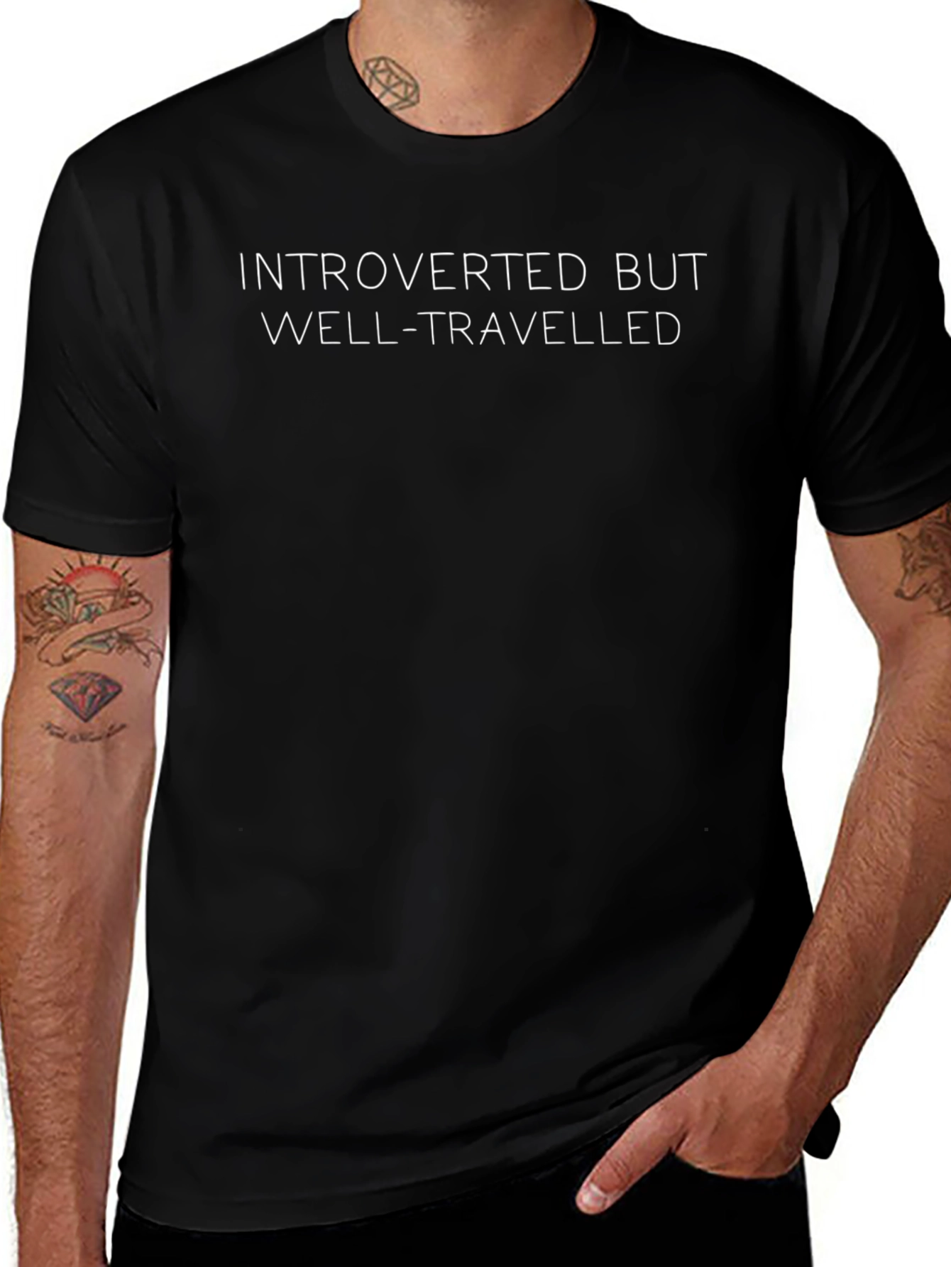 Introverted But Well-Travelled Black T-Shirt