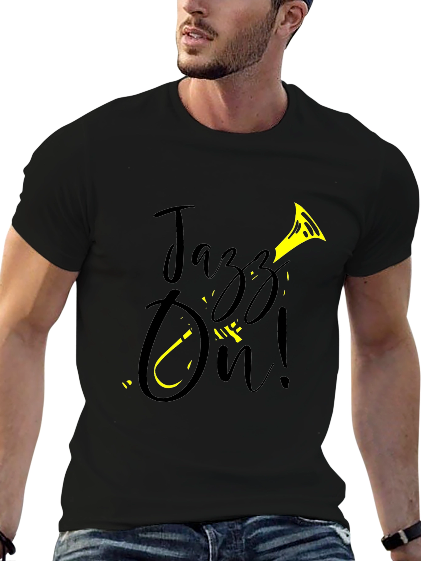 Jazz On! Graphic Tee - Black Cotton T-Shirt