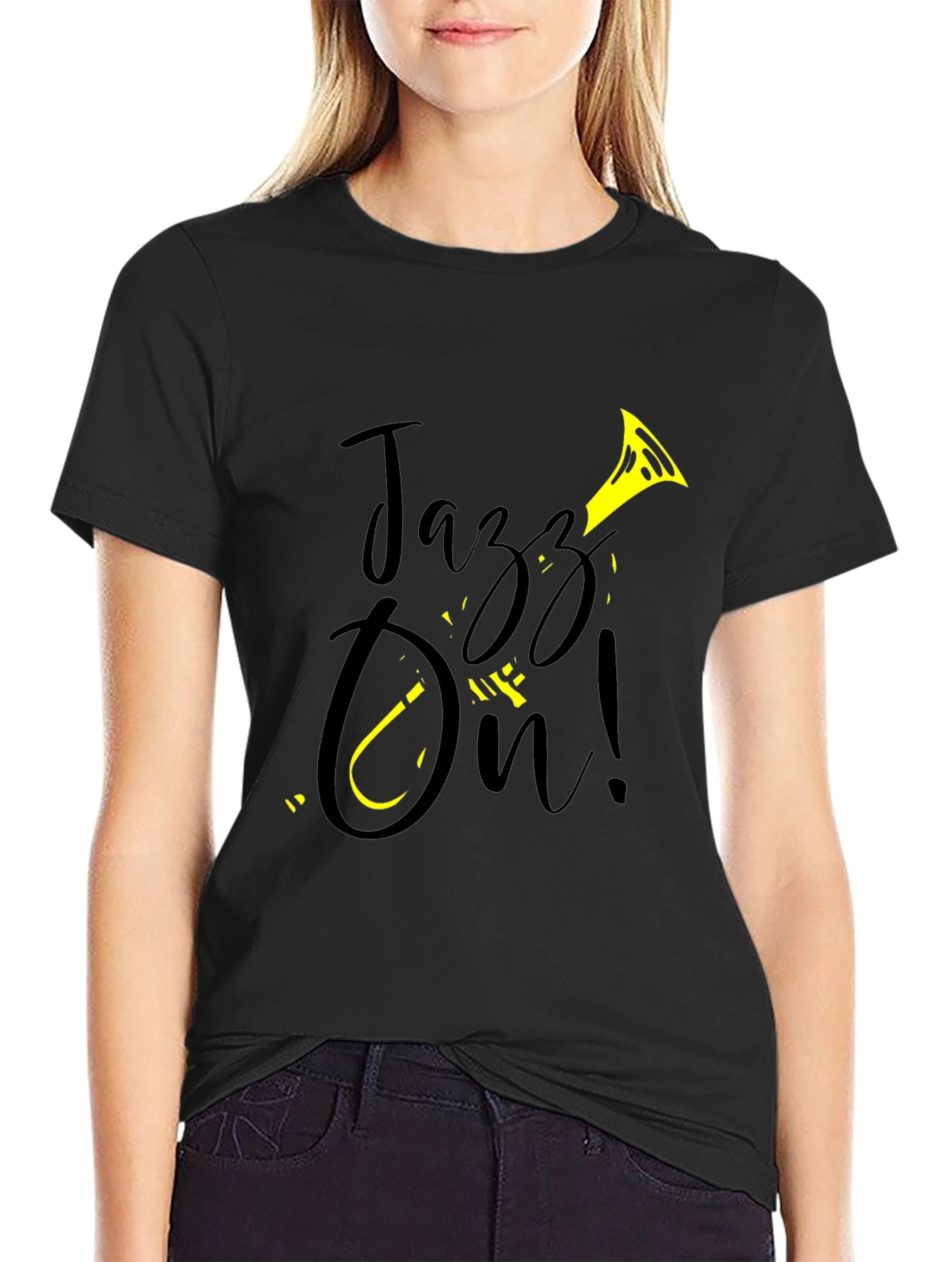 Jazz On! Graphic Tee - Black Cotton T-Shirt