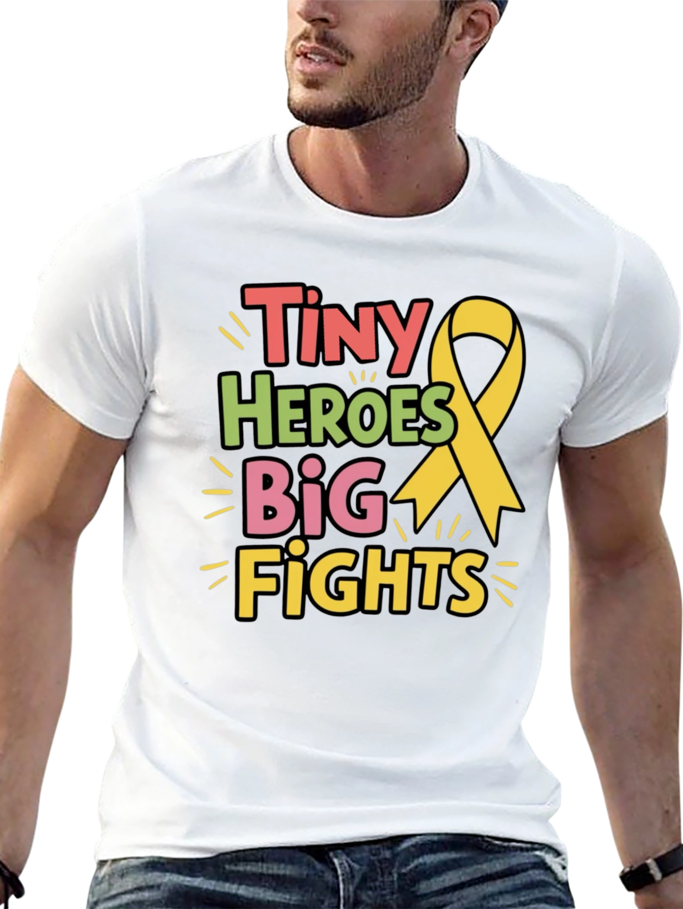Tiny Heroes Big Fights T-Shirt - Childhood Cancer Awareness
