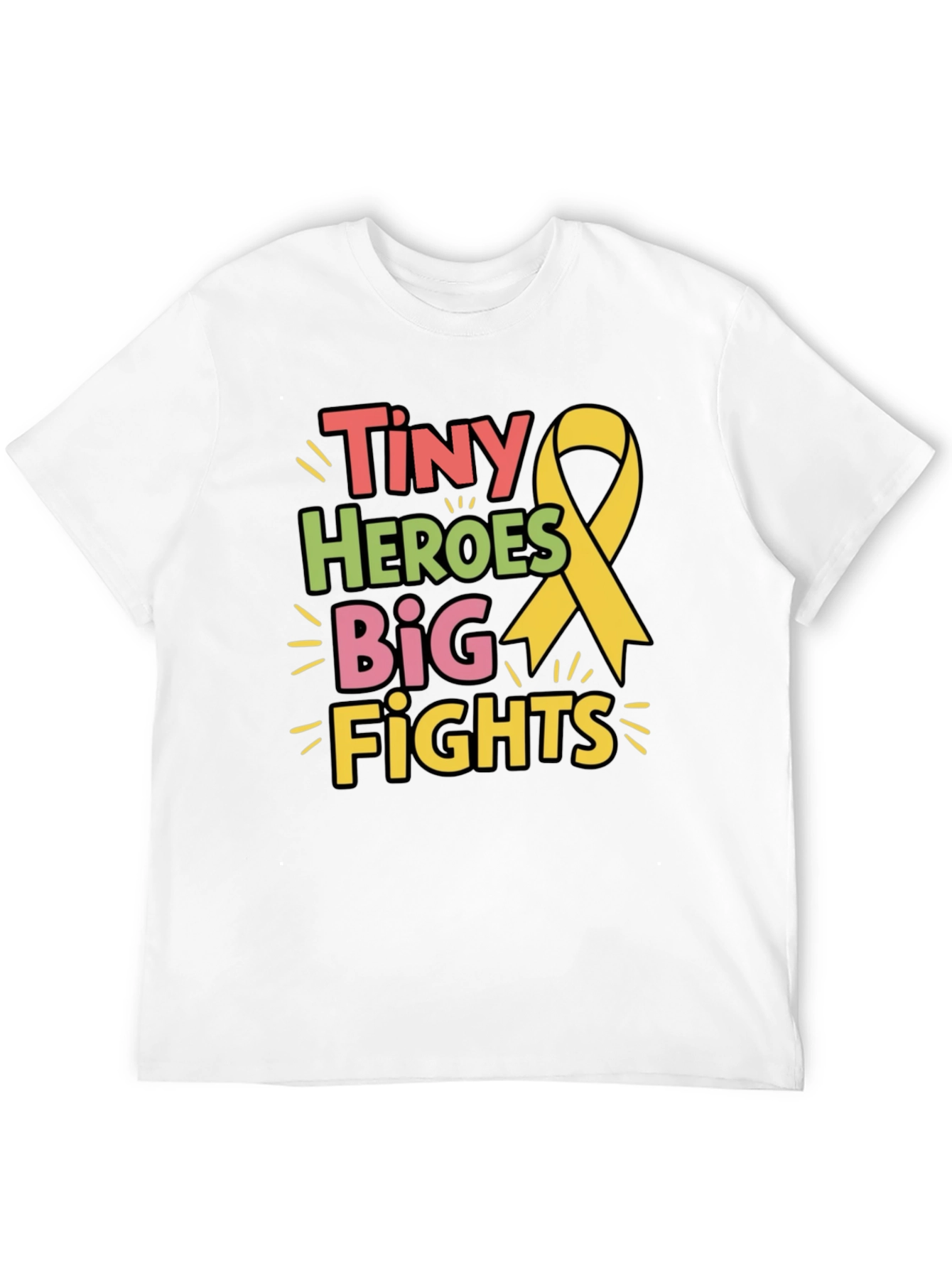Tiny Heroes Big Fights T-Shirt - Childhood Cancer Awareness