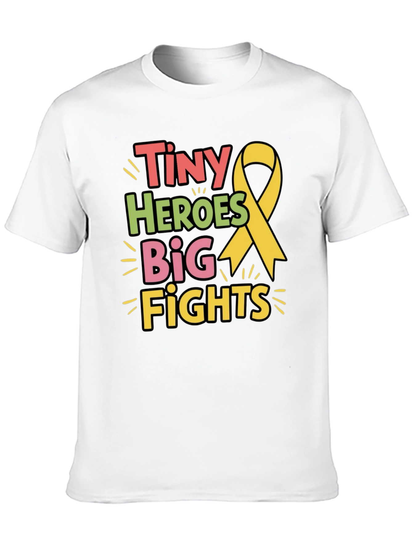 Tiny Heroes Big Fights T-Shirt - Childhood Cancer Awareness