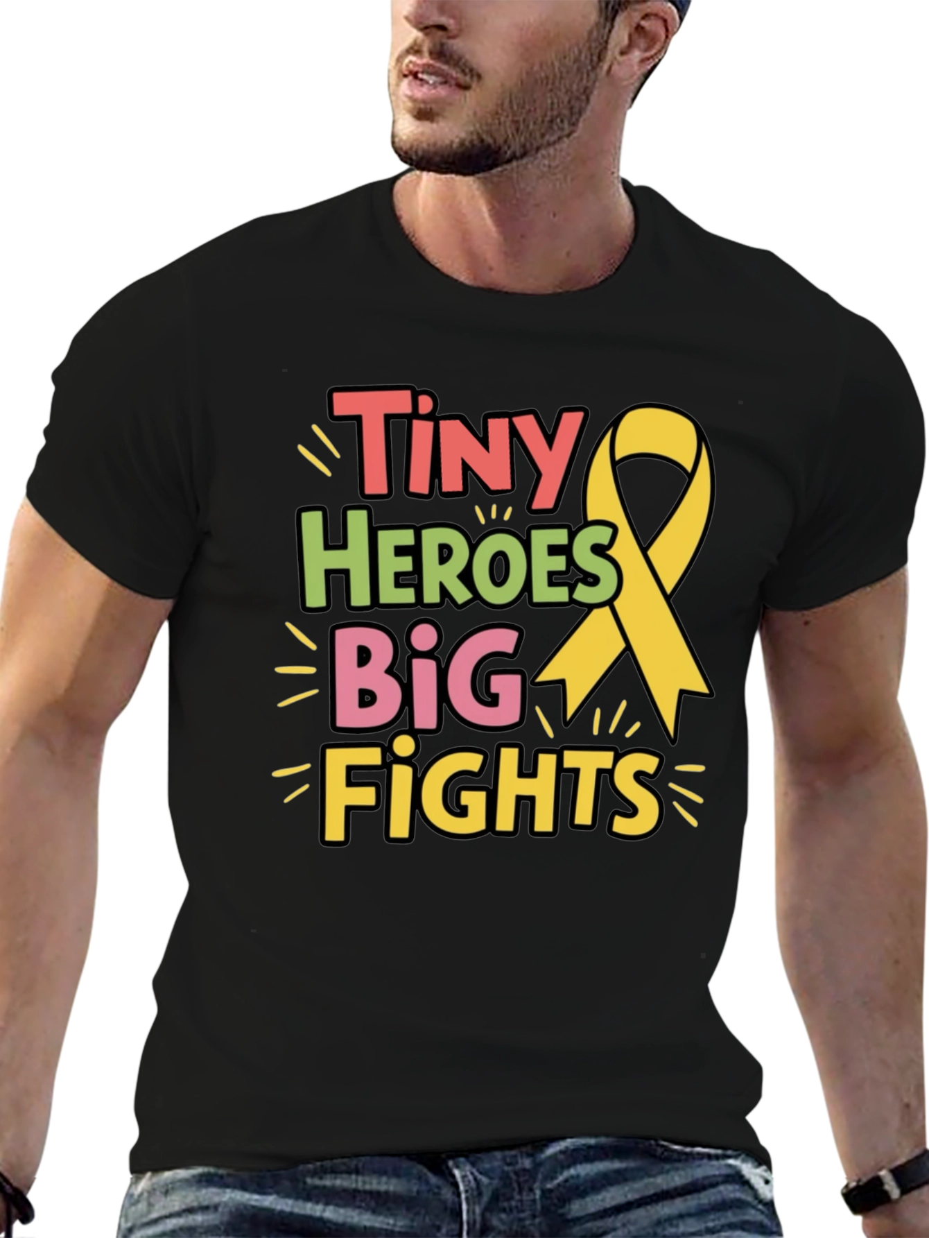 Tiny Heroes Big Fights T-Shirt - Childhood Cancer Awareness
