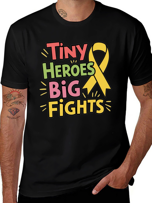 Tiny Heroes Big Fights T-Shirt - Childhood Cancer Awareness