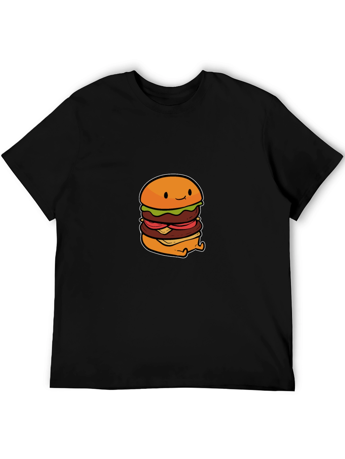 Cute Burger Graphic Black T-Shirt