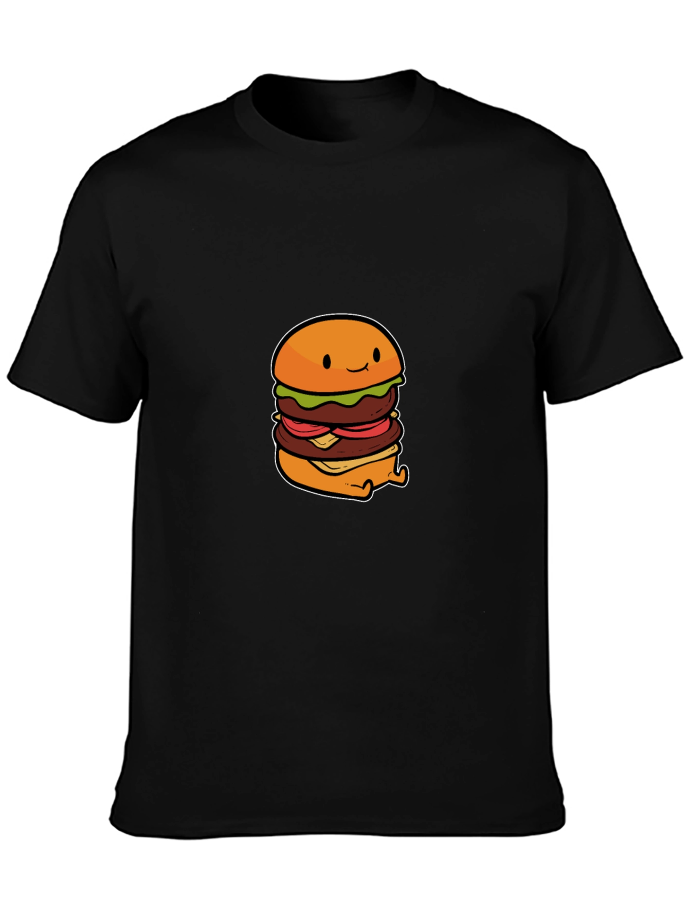 Cute Burger Graphic Black T-Shirt
