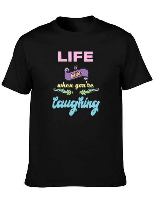 Life is Better Laughing Graphic Tee - Black