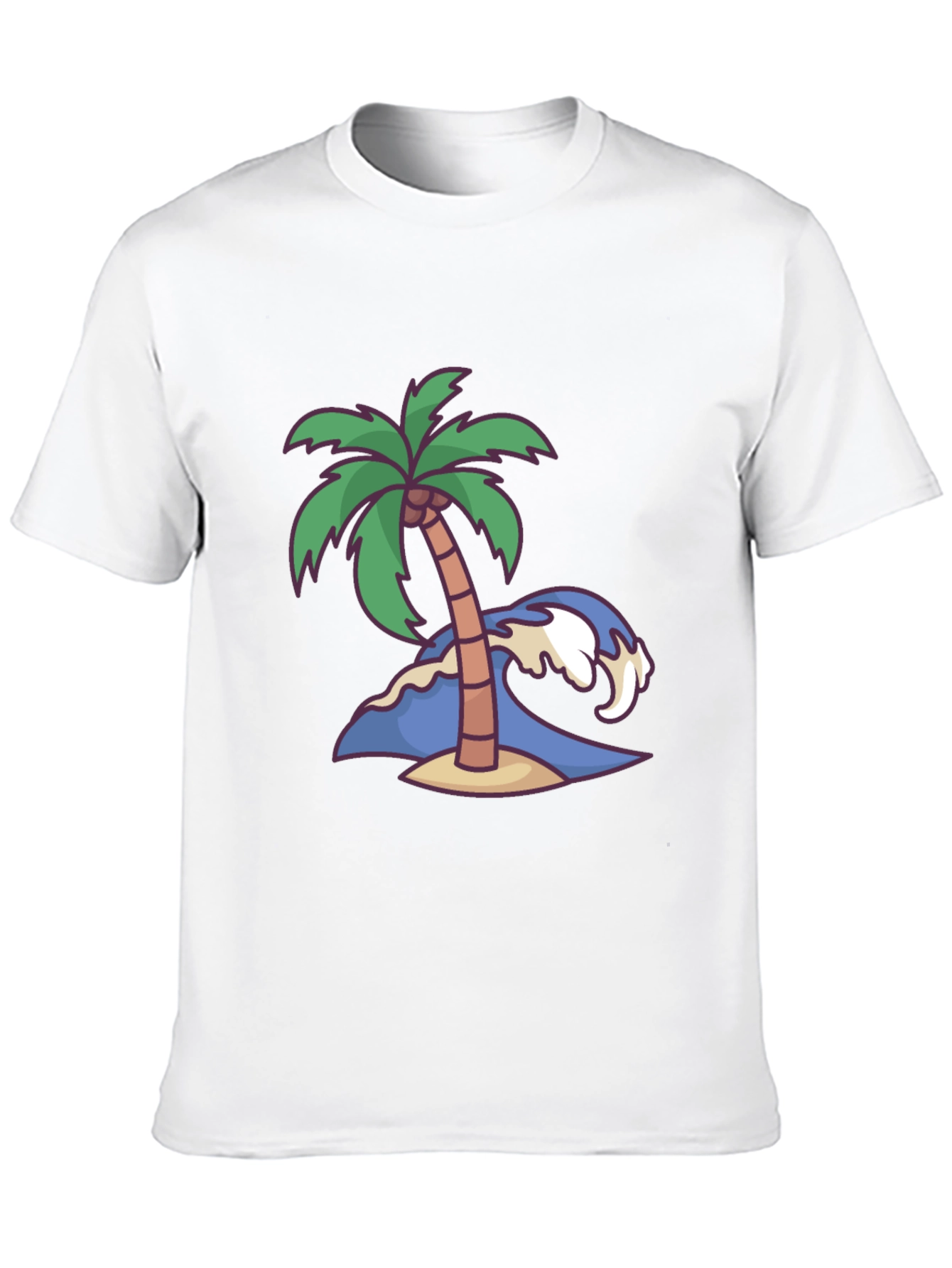 Island Vibes Tee: Palm Tree & Wave Graphic T-Shirt