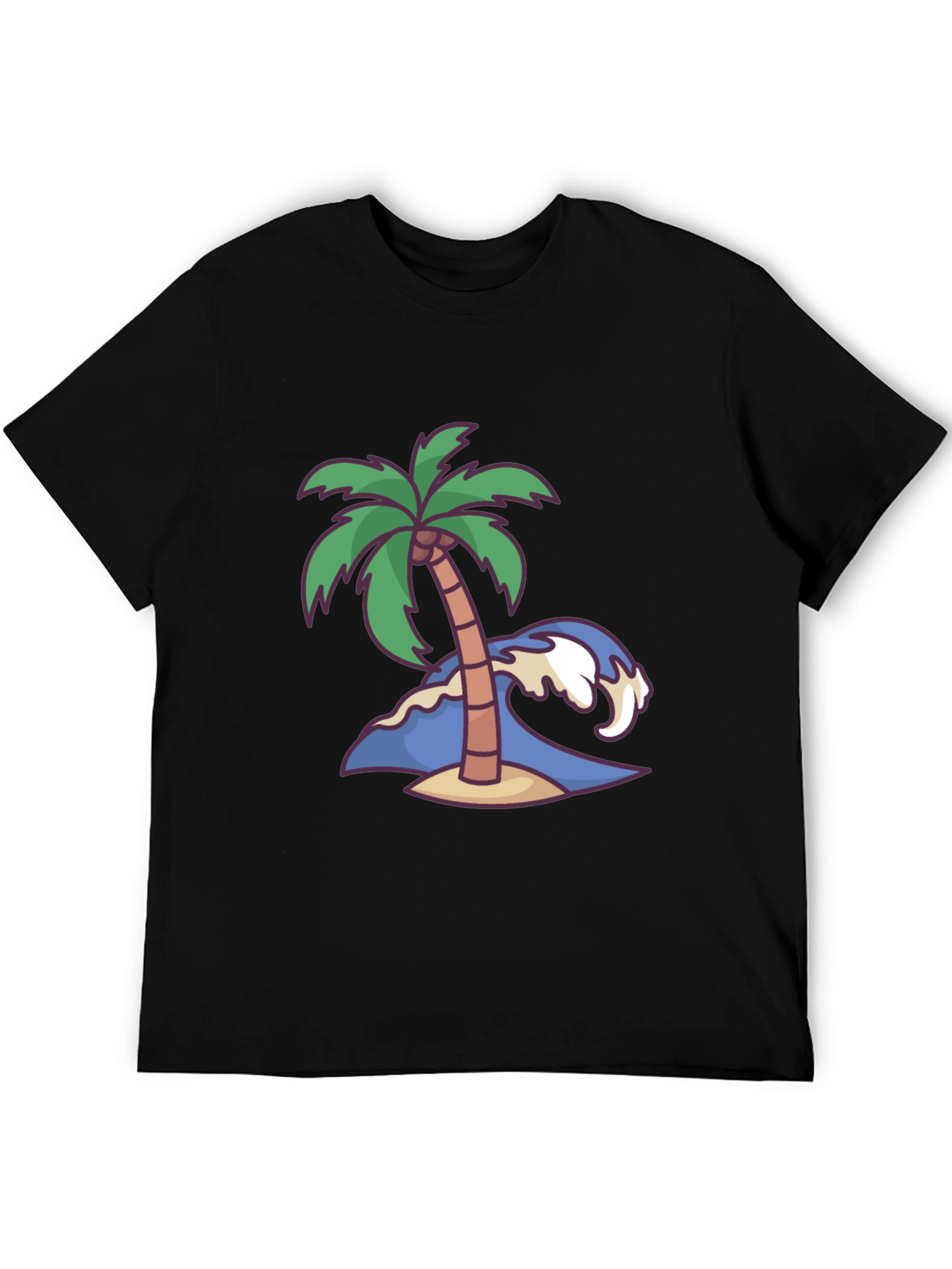 Island Vibes Tee: Palm Tree & Wave Graphic T-Shirt