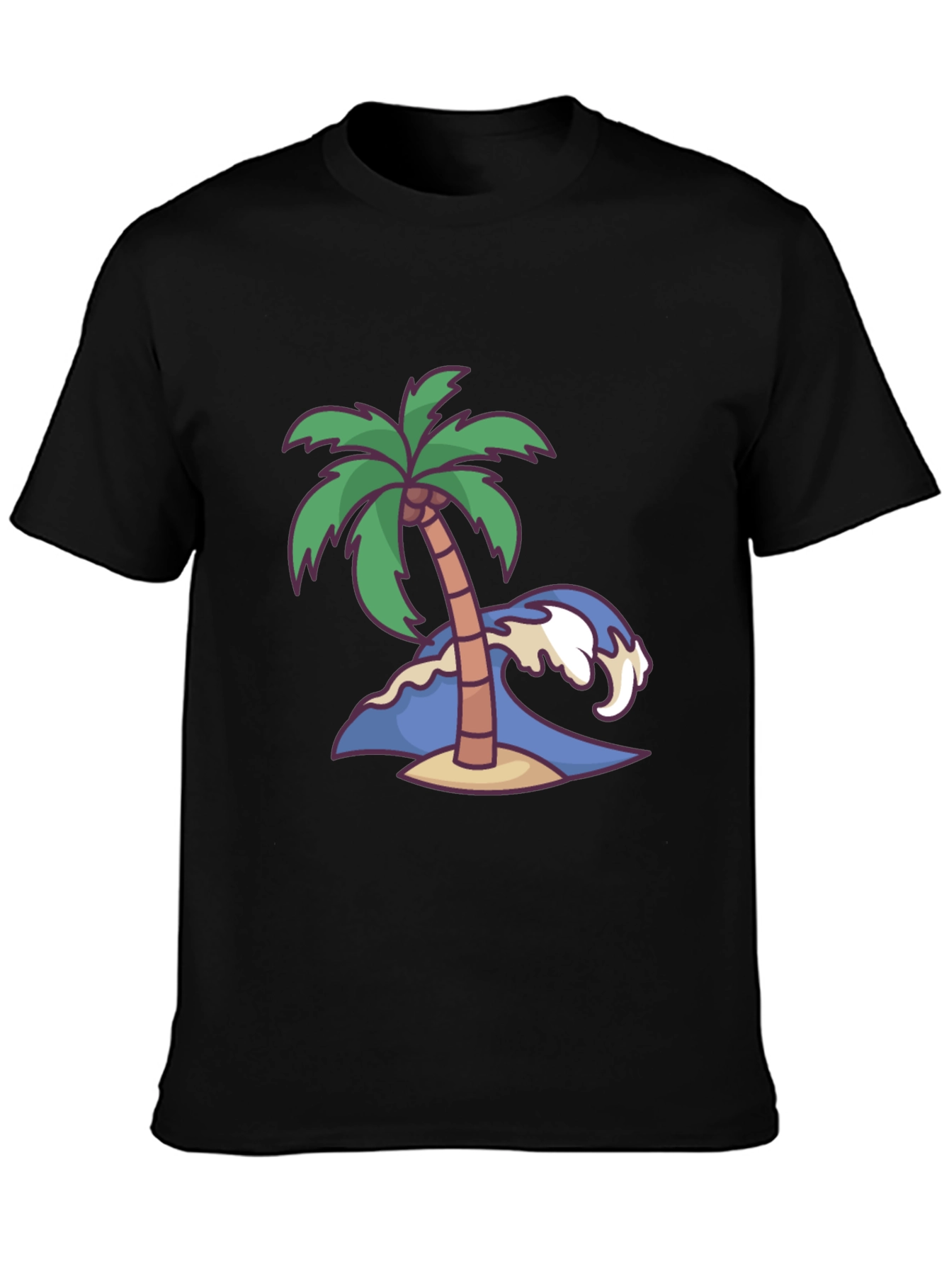 Island Vibes Tee: Palm Tree & Wave Graphic T-Shirt