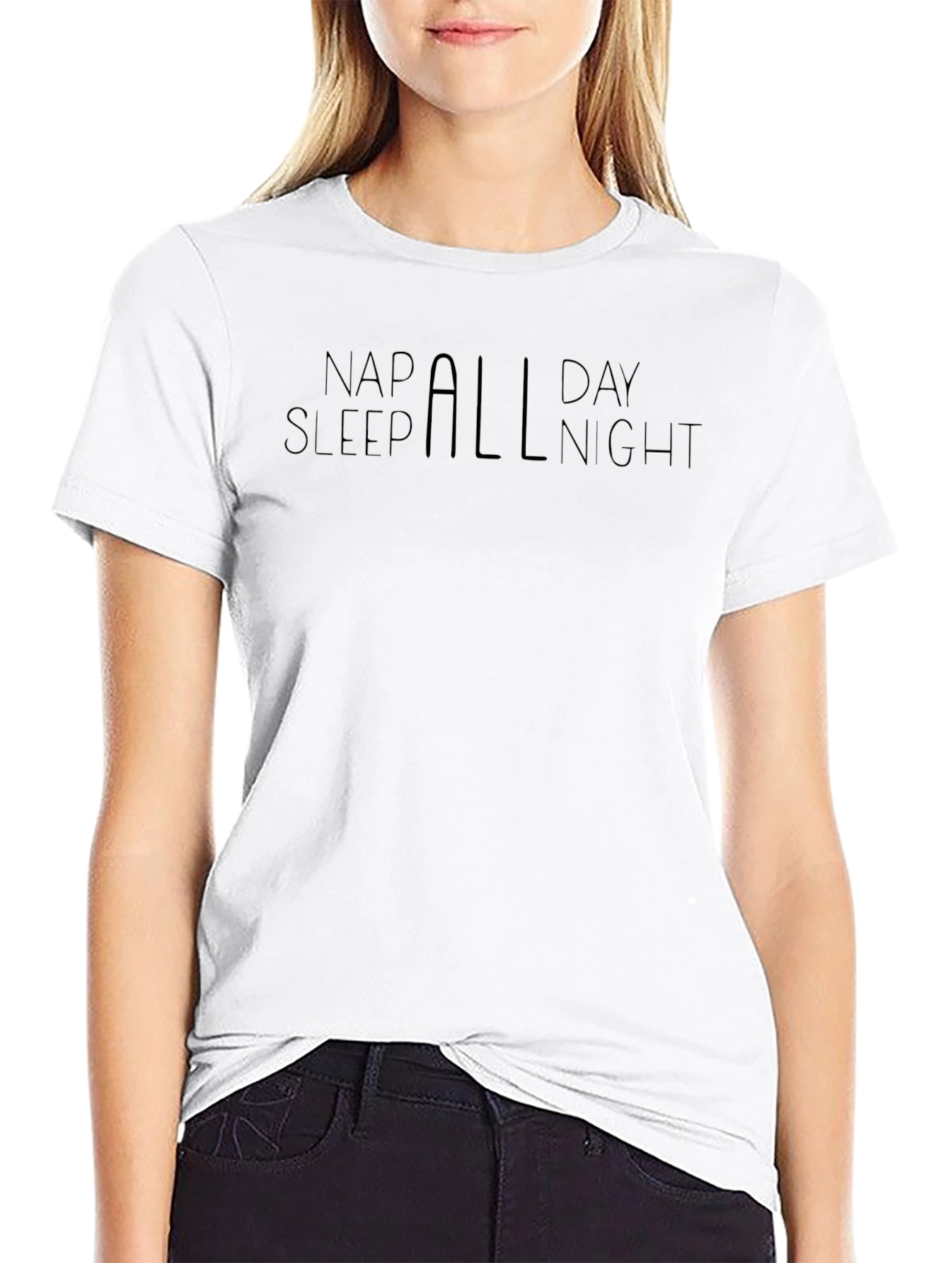 Nap Sleep All Day Night Black Graphic Tee Shirt