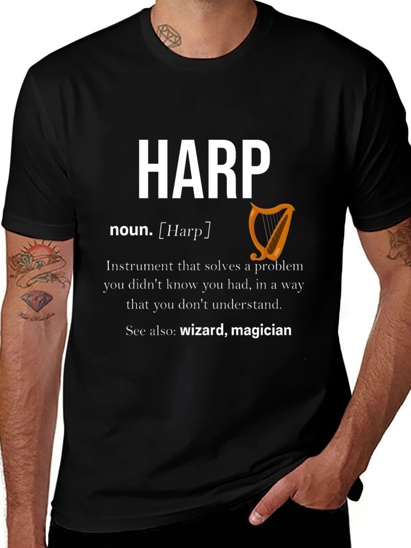 Harp Definition T-Shirt - Wizard Magician