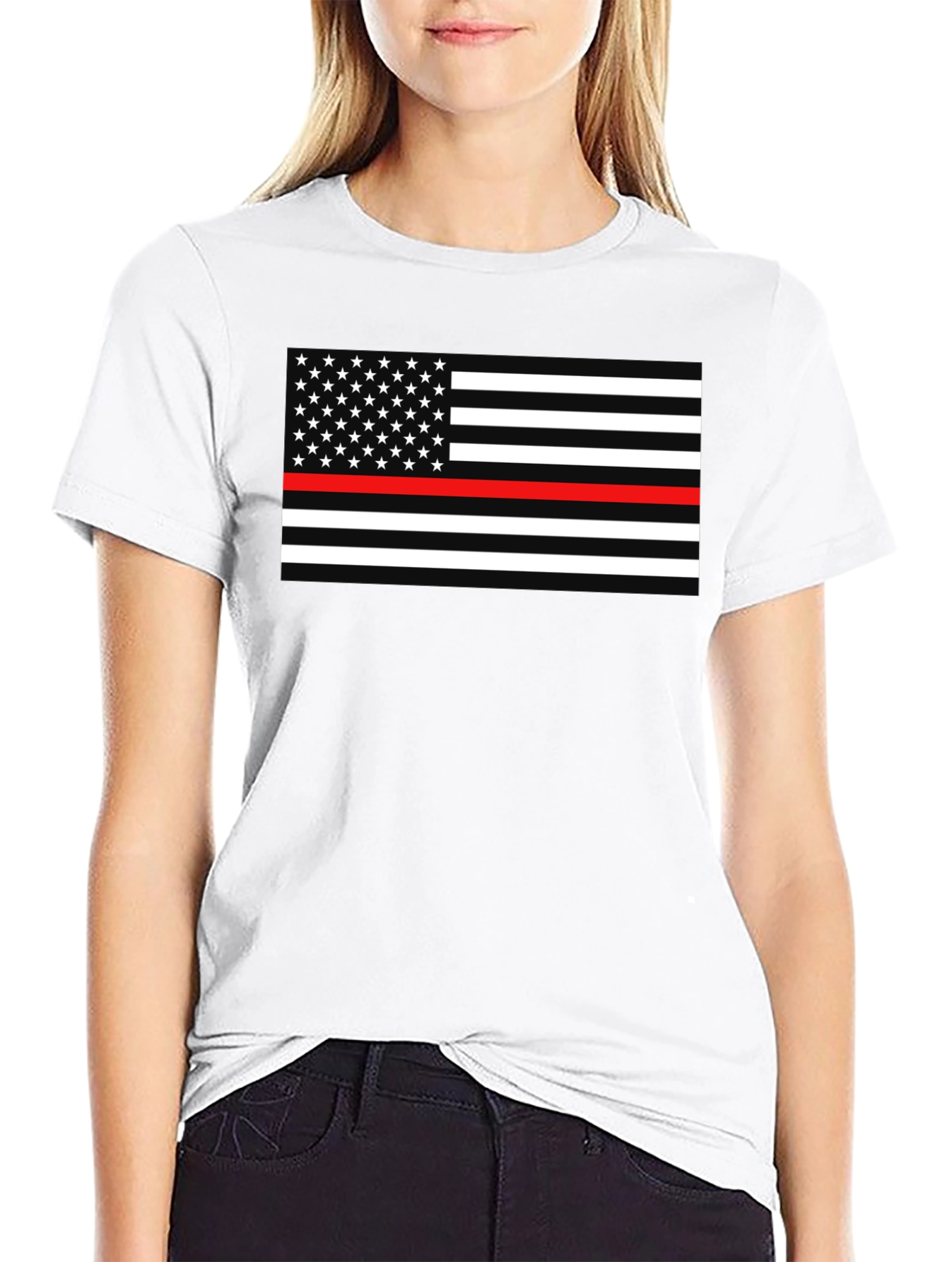 Thin Red Line American Flag Graphic Tee