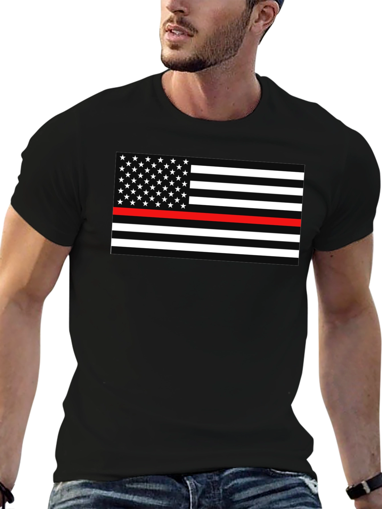 Thin Red Line American Flag Graphic Tee
