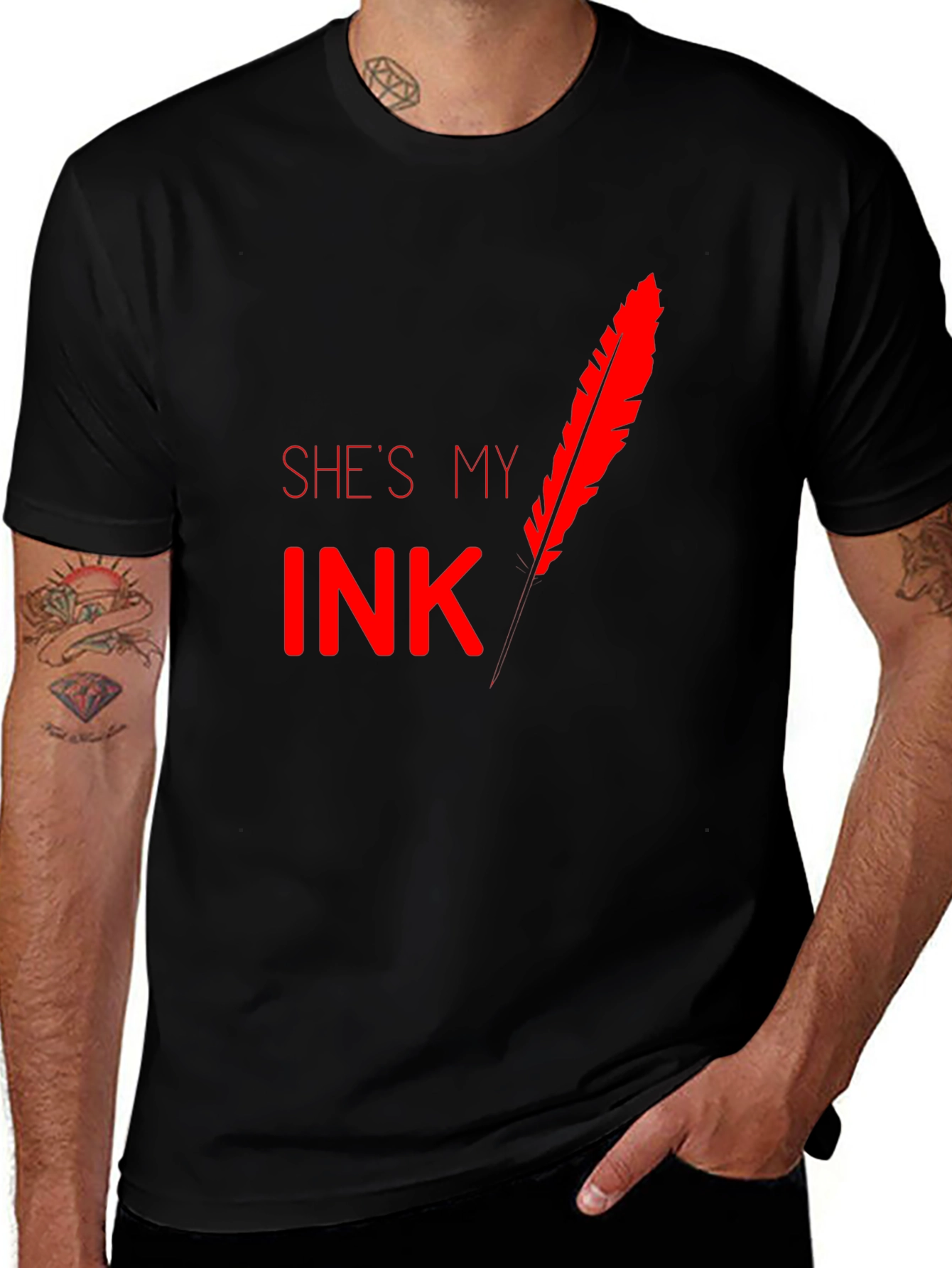 Shes My Ink Feather Graphic T-Shirt