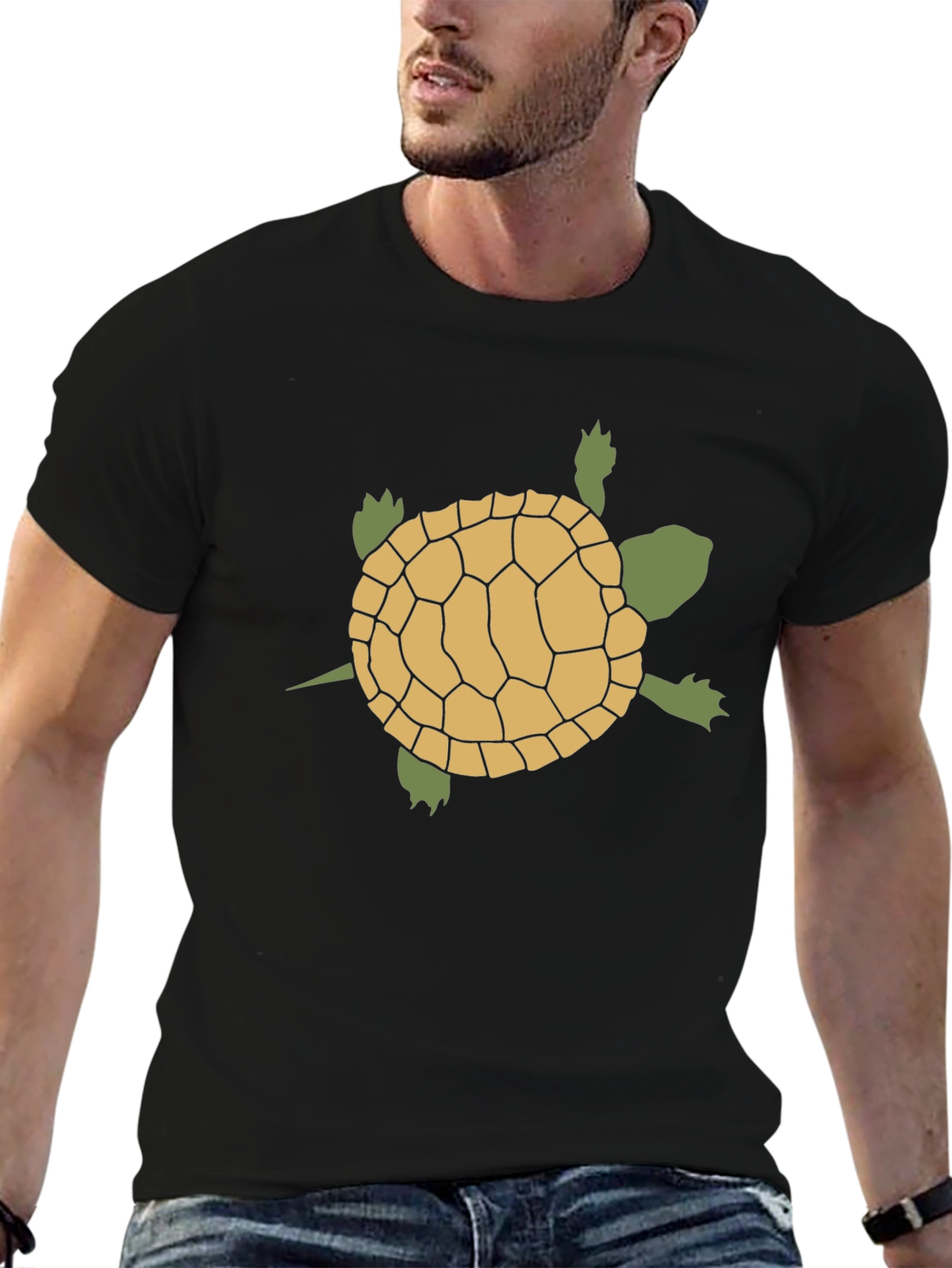 Turtle Graphic Tee - Black Cotton T-Shirt