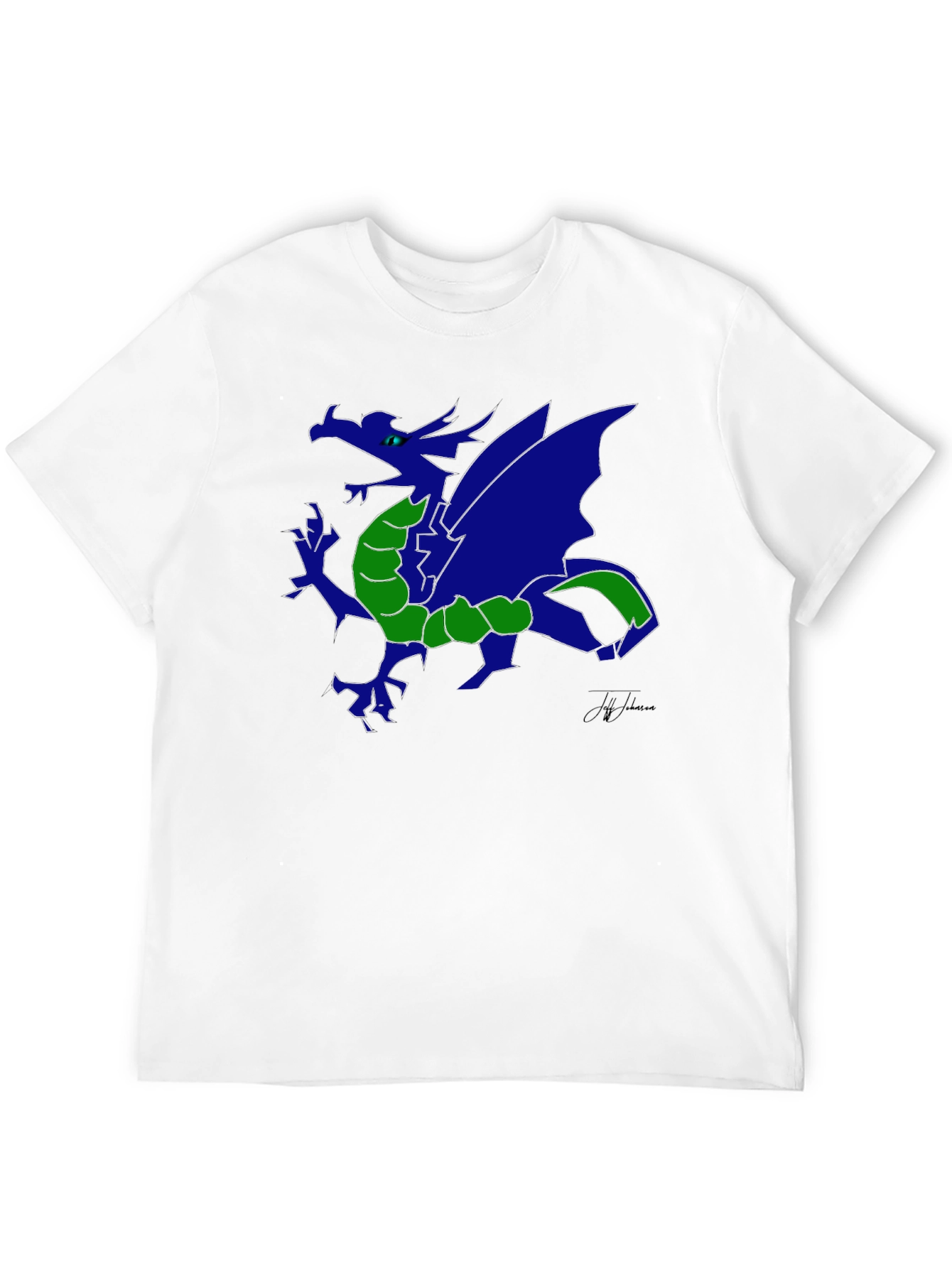 Blue Dragon Graphic Print Black T-Shirt