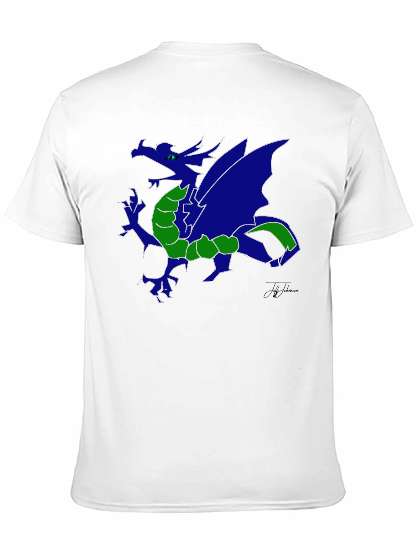 Blue Dragon Graphic Print Black T-Shirt
