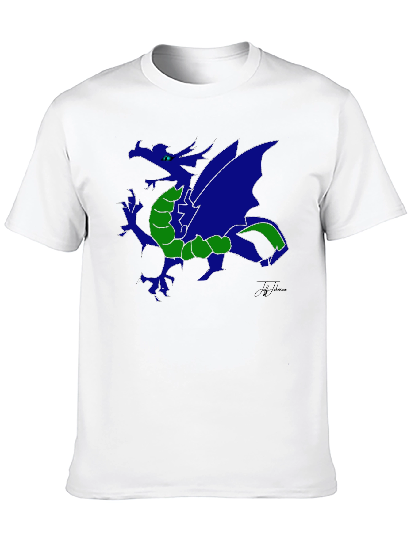 Blue Dragon Graphic Print Black T-Shirt