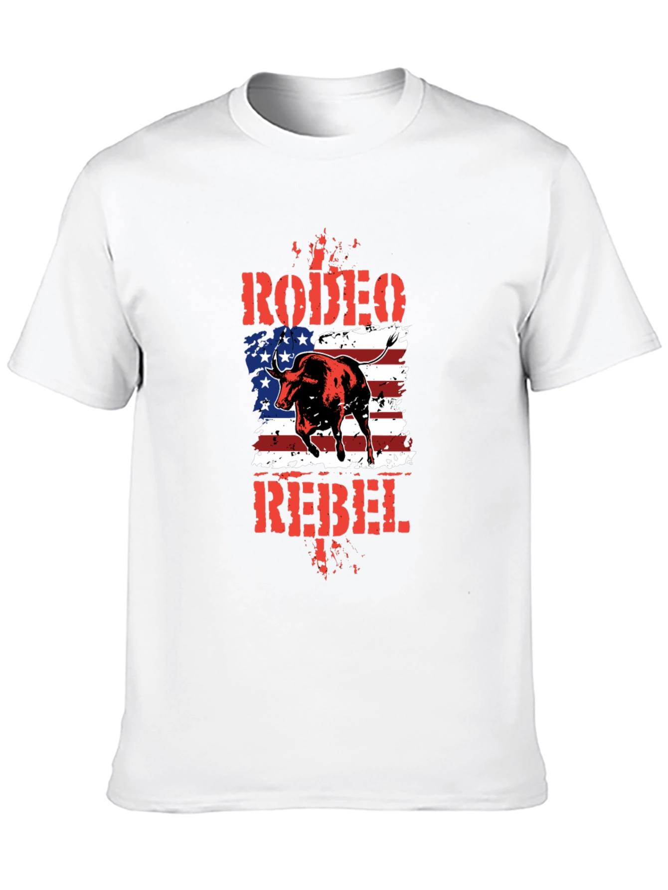 Rodeo Rebel Bull American Flag T-Shirt