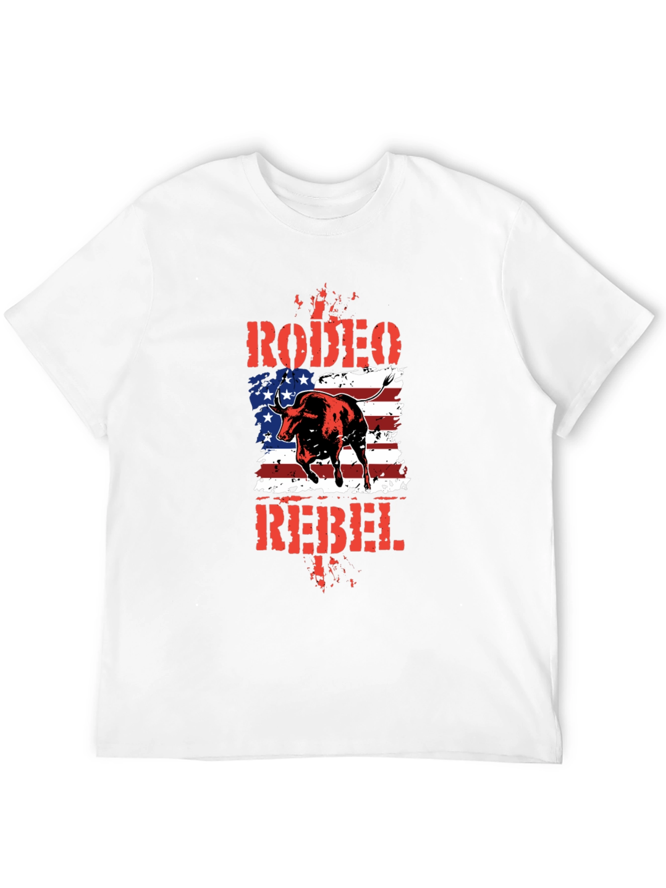 Rodeo Rebel Bull American Flag T-Shirt