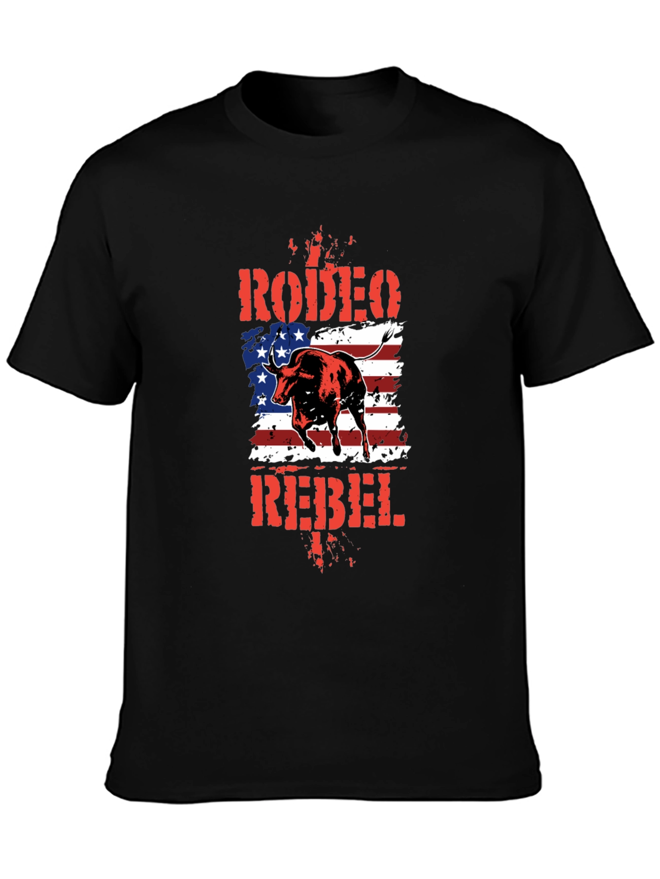 Rodeo Rebel Bull American Flag T-Shirt