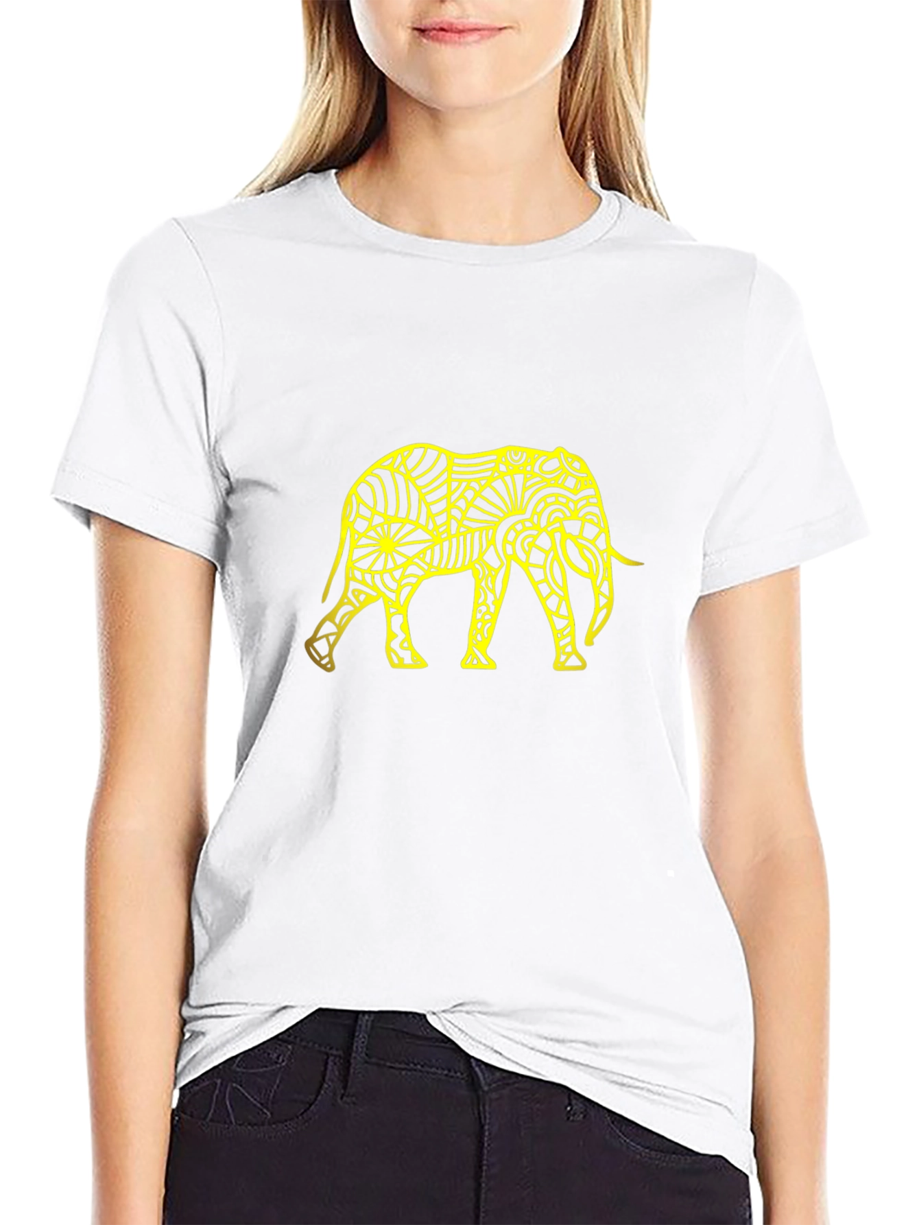 Abstract Elephant Graphic Tee - Black
