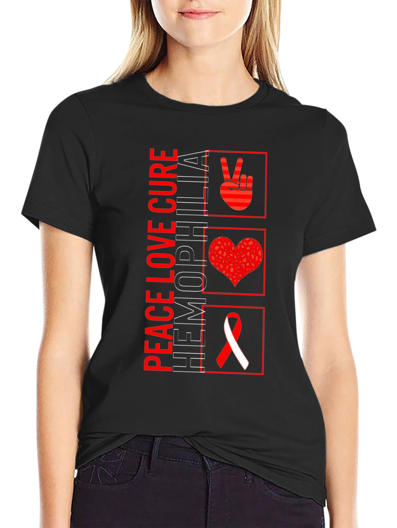 Peace Love Cure Hemophilia Awareness T-Shirt