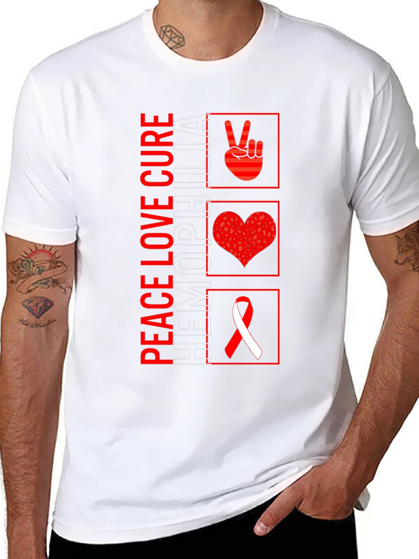 Peace Love Cure Hemophilia Awareness T-Shirt