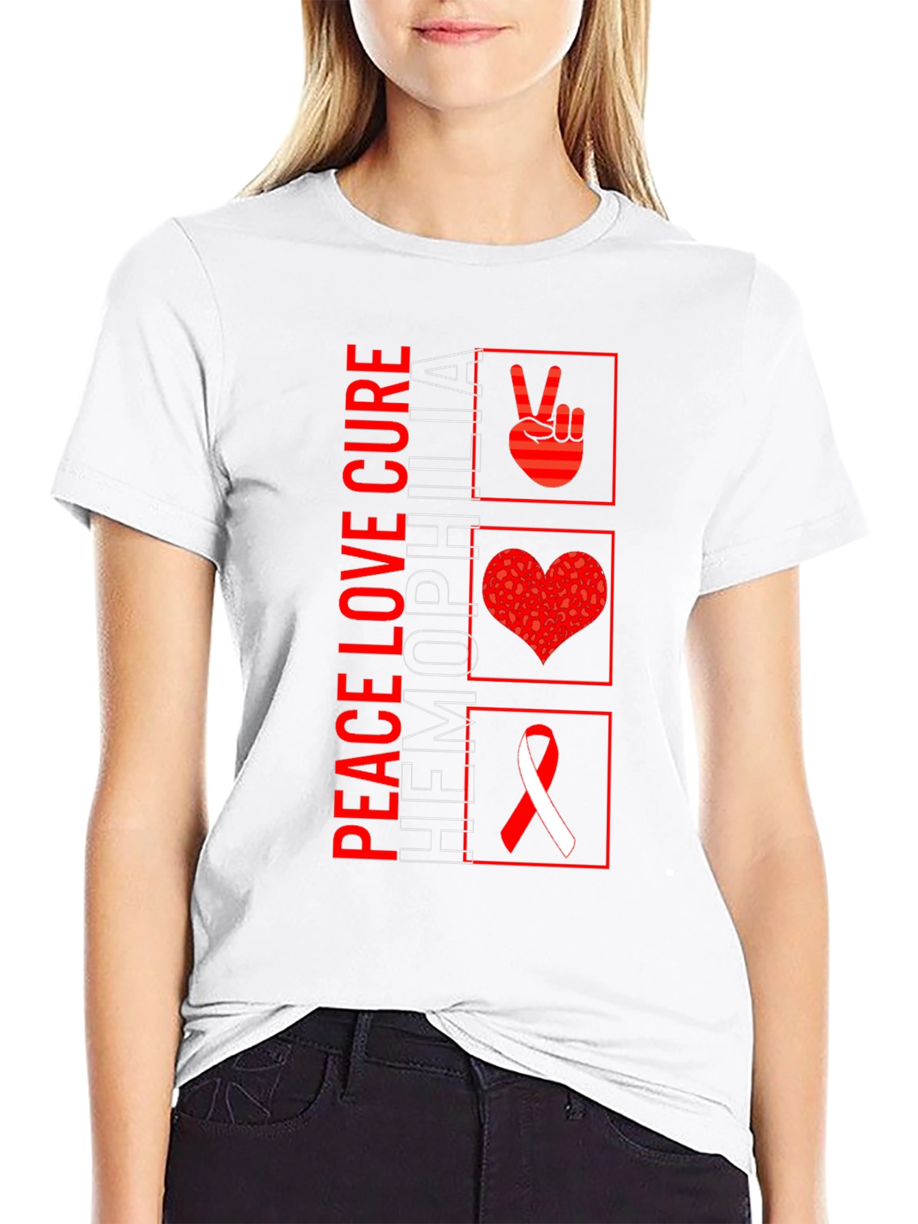 Peace Love Cure Hemophilia Awareness T-Shirt