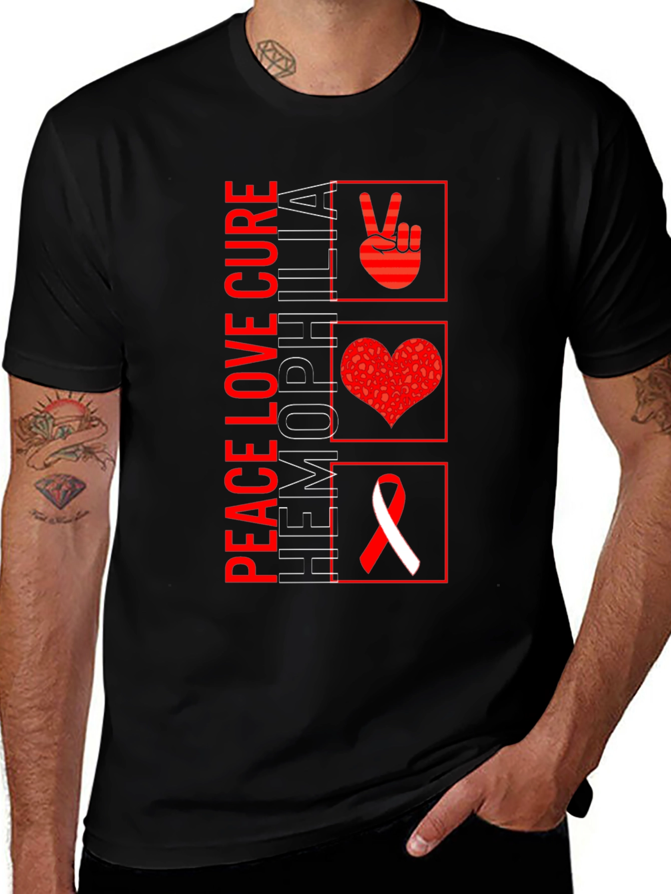 Peace Love Cure Hemophilia Awareness T-Shirt