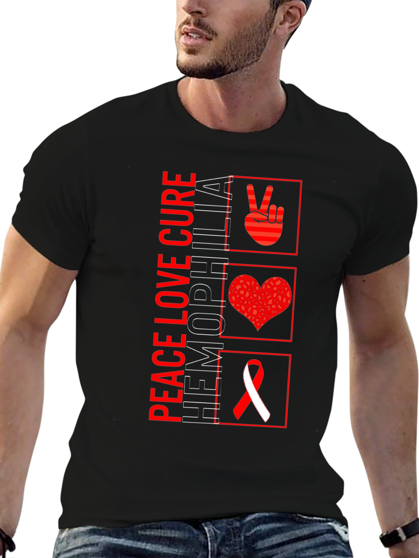 Peace Love Cure Hemophilia Awareness T-Shirt