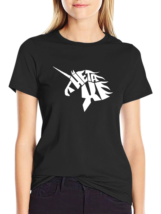 Theta Xi Unicorn Graphic Tee - Stylish Black T-Shirt