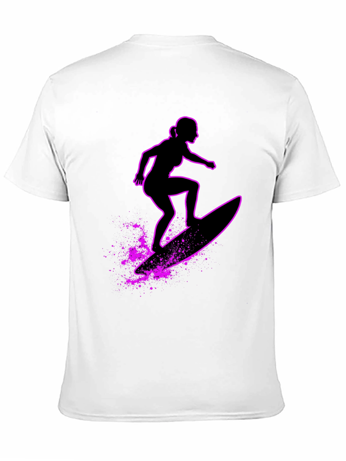 Surfer Girl Graphic T-Shirt - Black Casual Tee